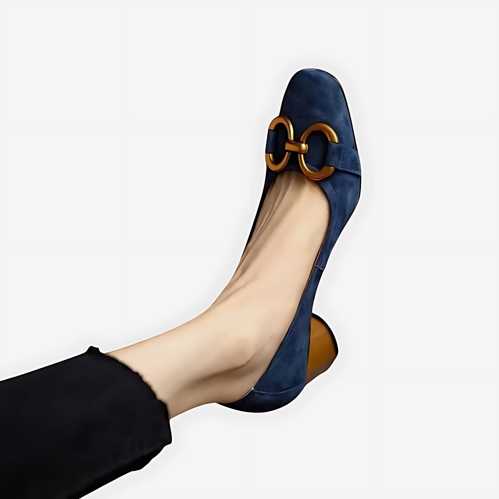 Madelyn – Suede Horsebit Block Heel Pumps