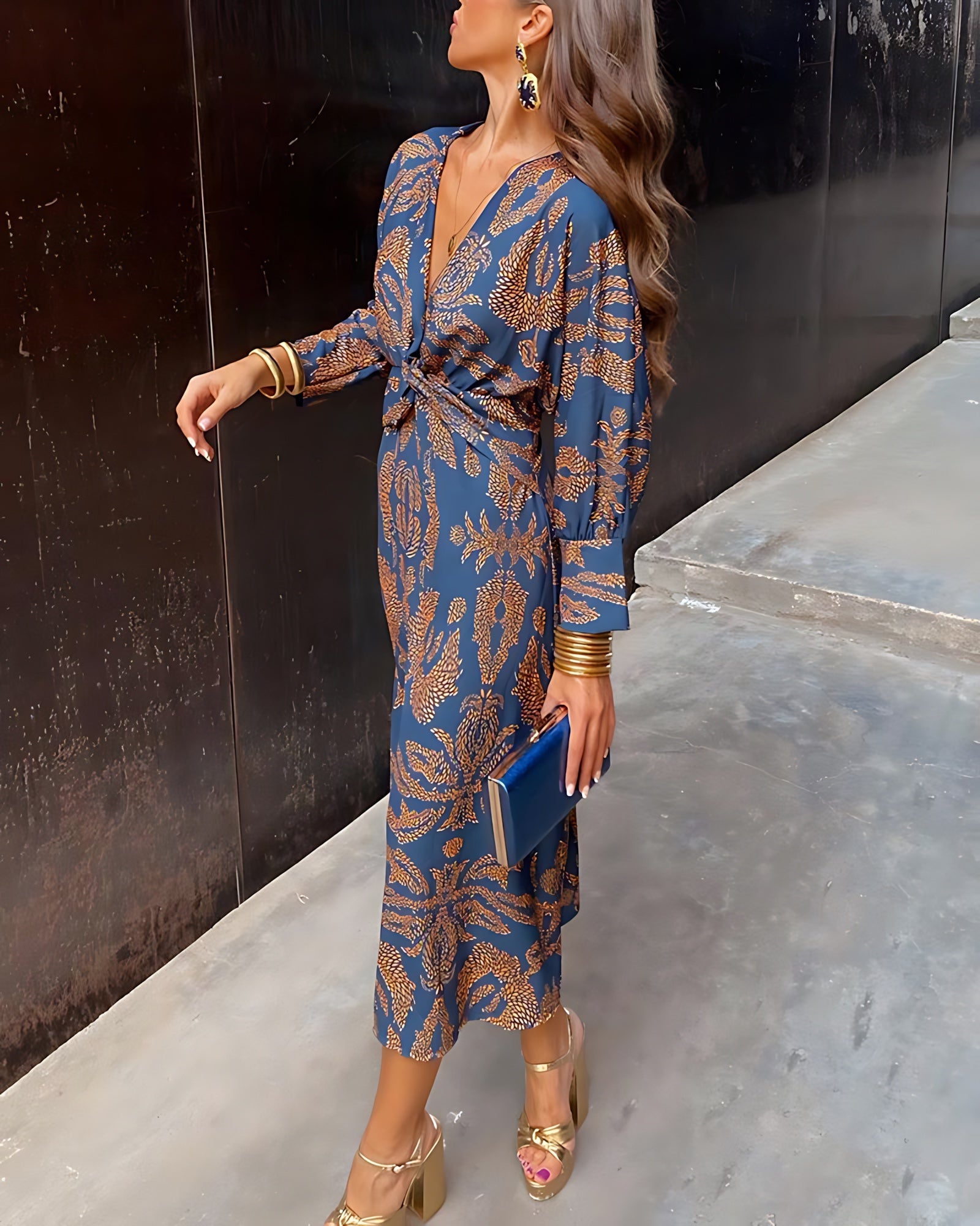 Madison – Boho Print Long Sleeve Maxi Dress