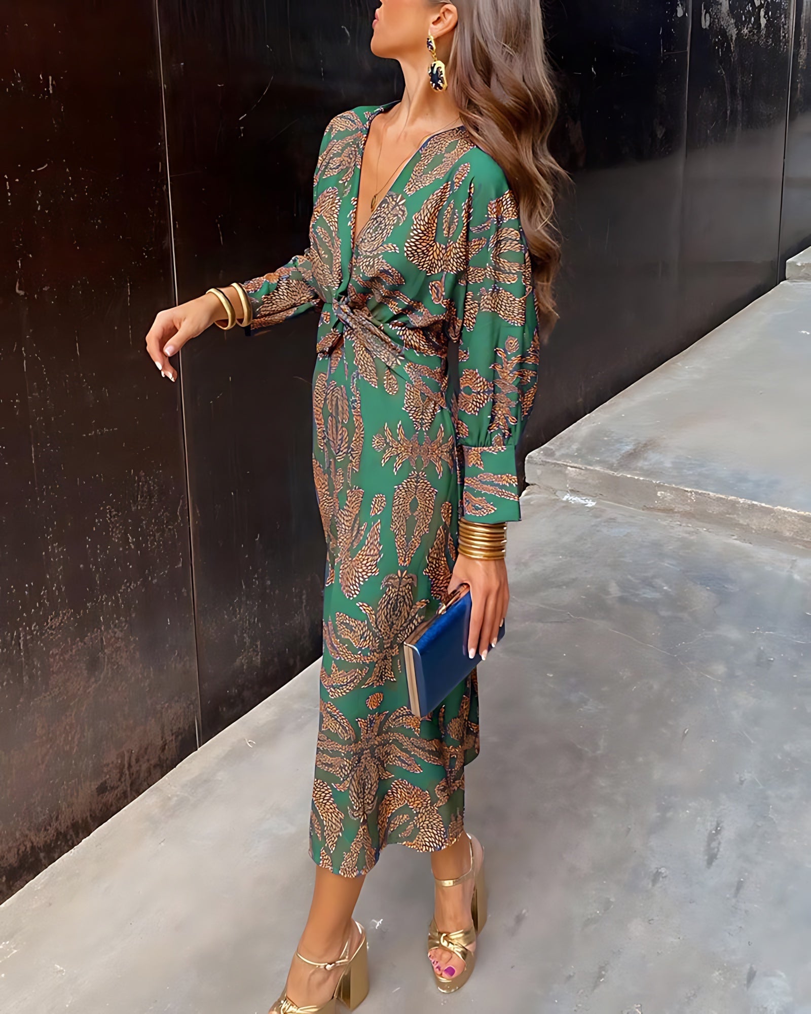 Madison – Boho Print Long Sleeve Maxi Dress
