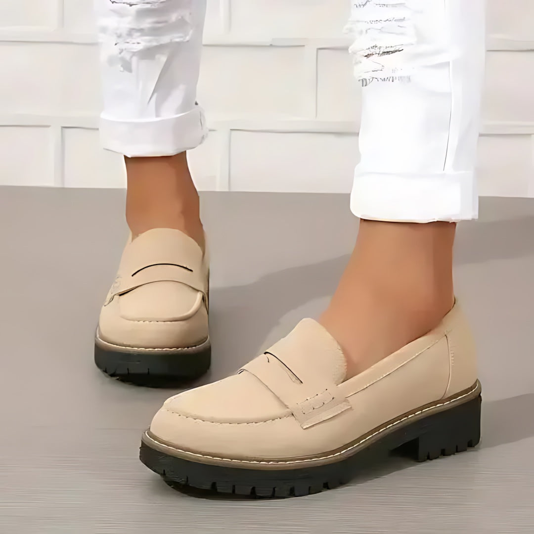 Madison – Suede Penny Lug Sole Loafers