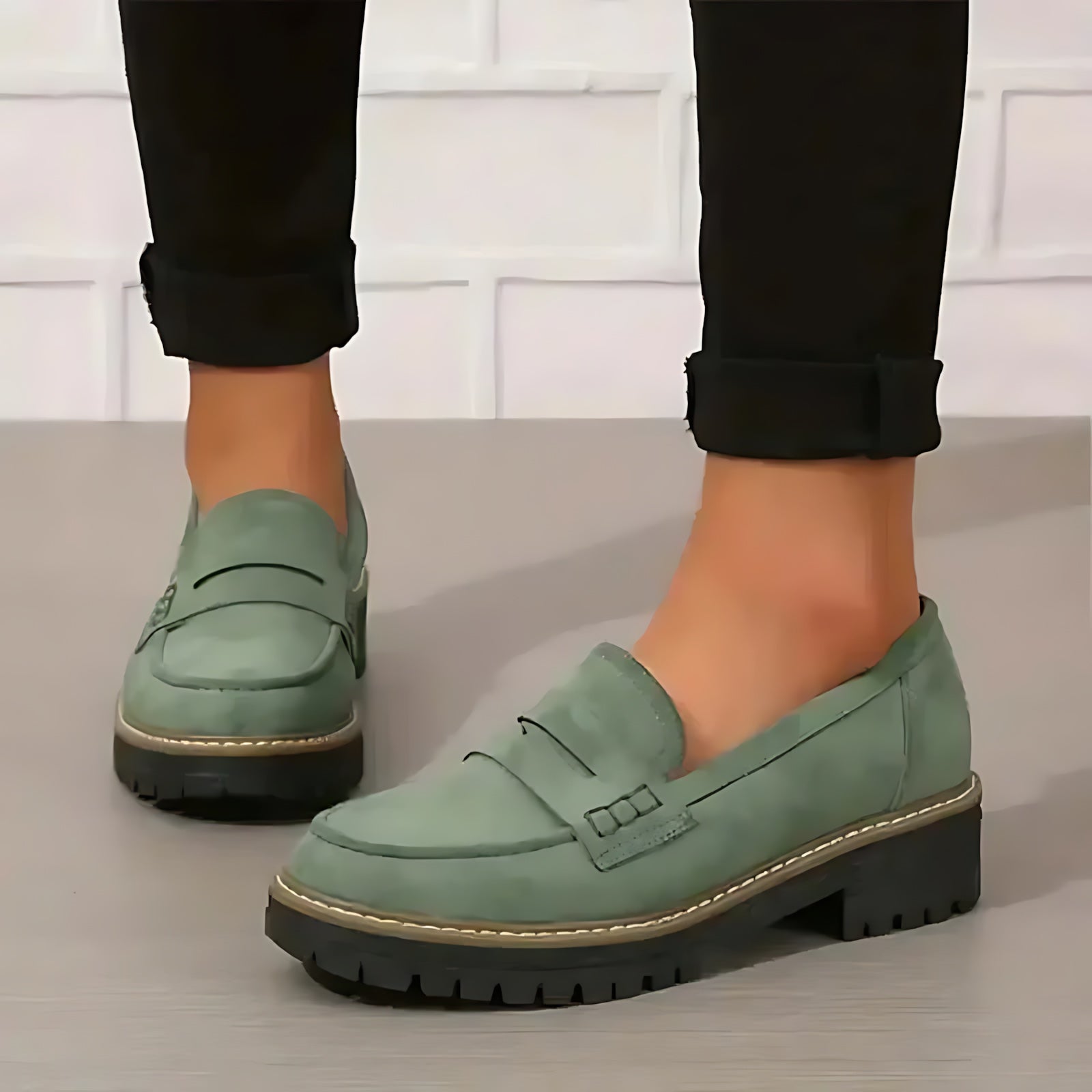Madison – Suede Penny Lug Sole Loafers