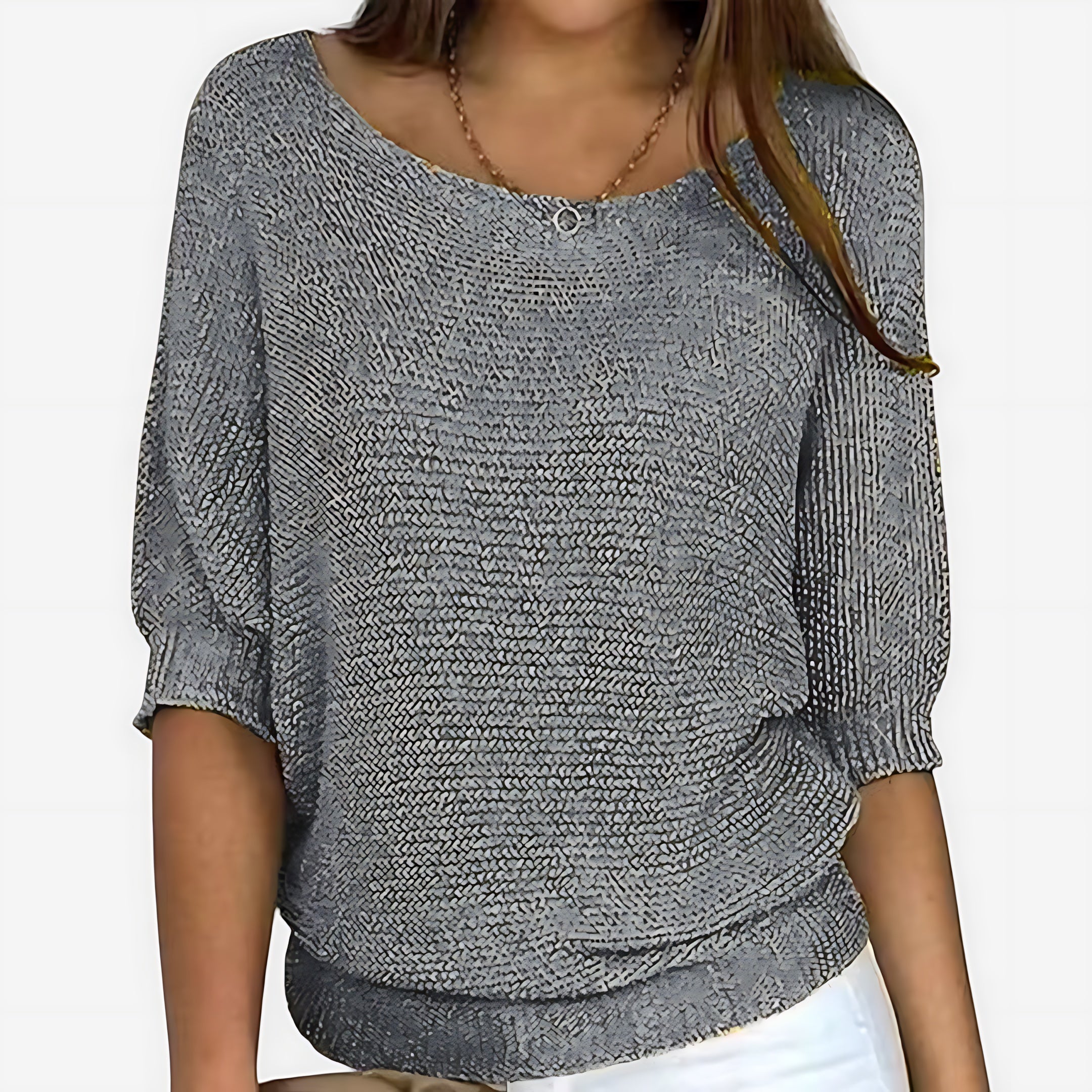 Madison – Textured Knit Round Neck Sweater