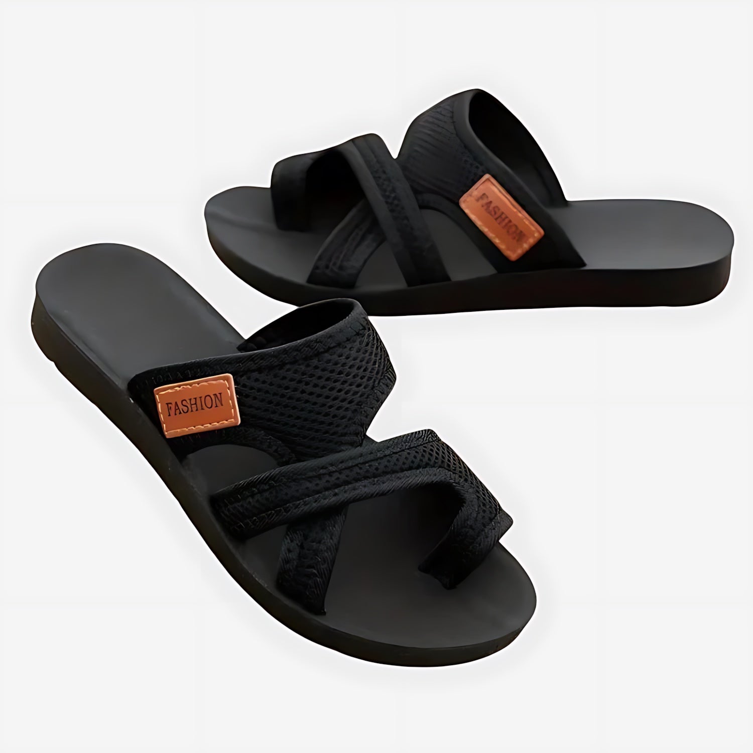 Madison – Toe Loop Cross Strap Slide Sandals