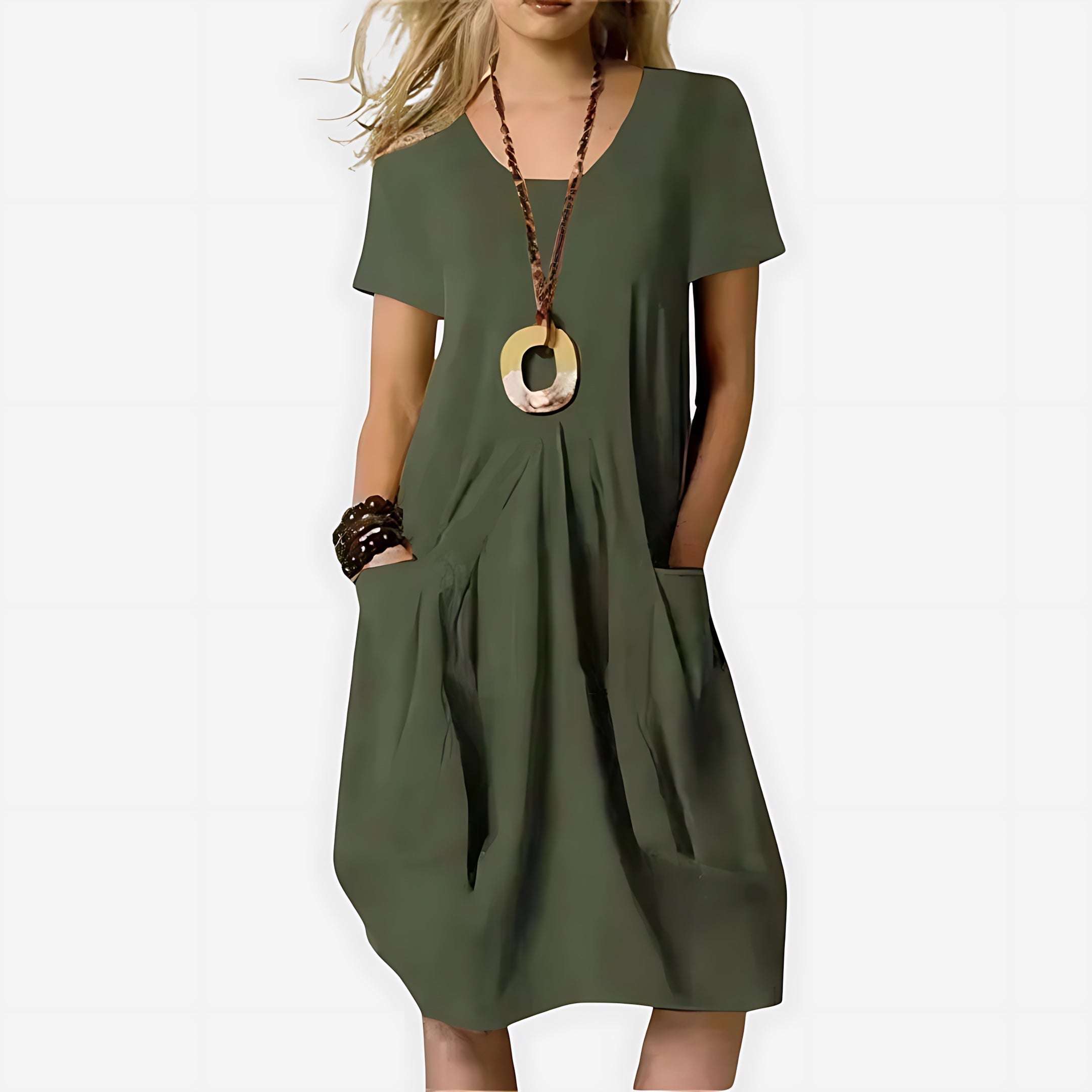 Maeve – Crew Neck Short Sleeve Cocoon Midi Dress