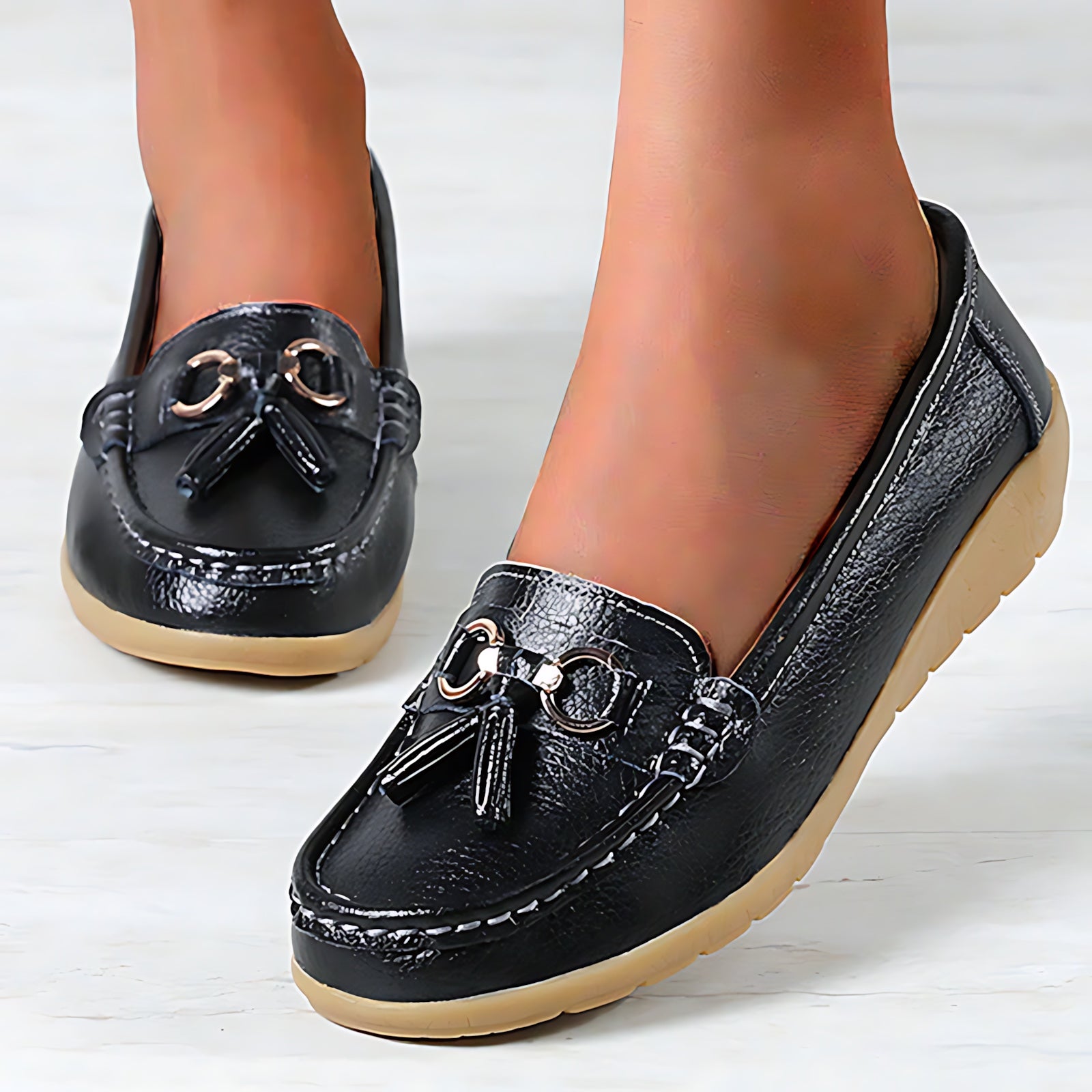 Maeve – Faux Leather Tassel Moc Toe Loafers
