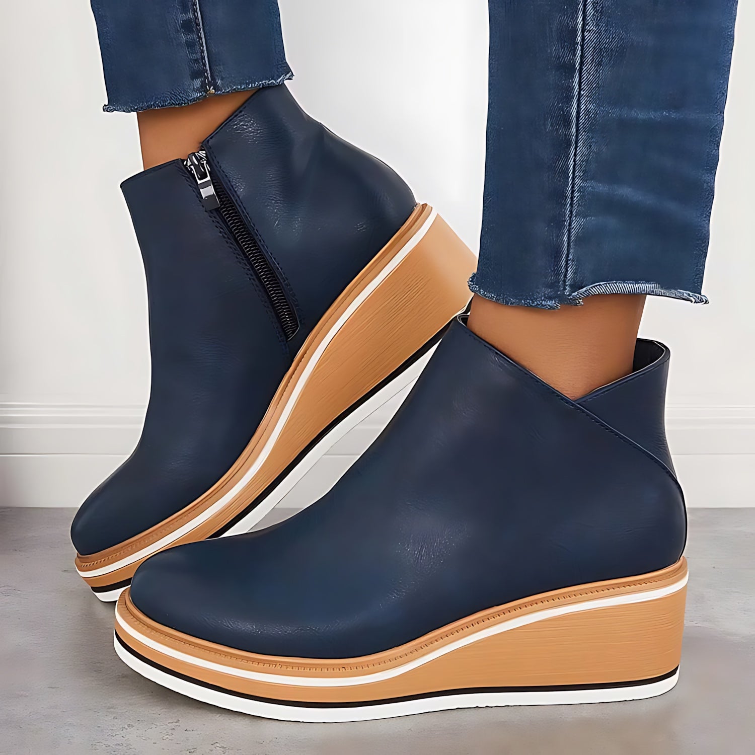 Maeve – Leather Wedge Ankle Boots