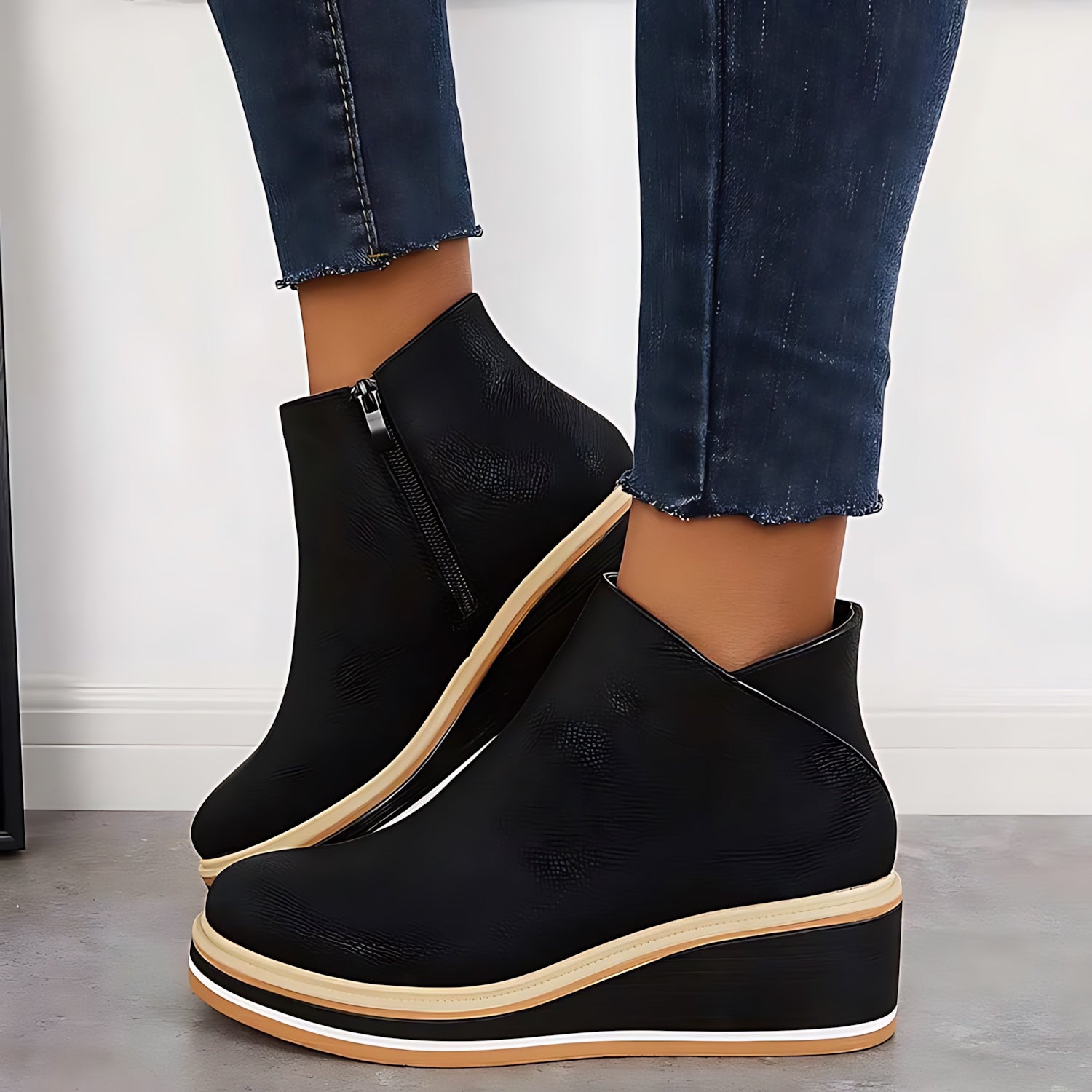 Maeve – Leather Wedge Ankle Boots