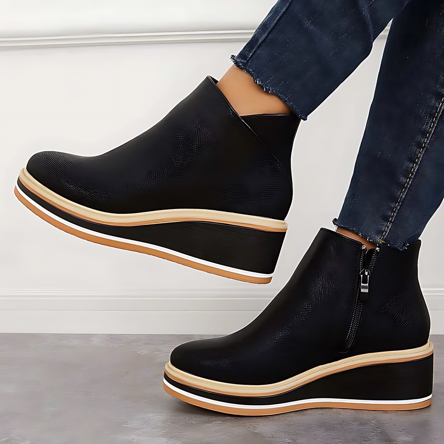 Maeve – Leather Wedge Ankle Boots