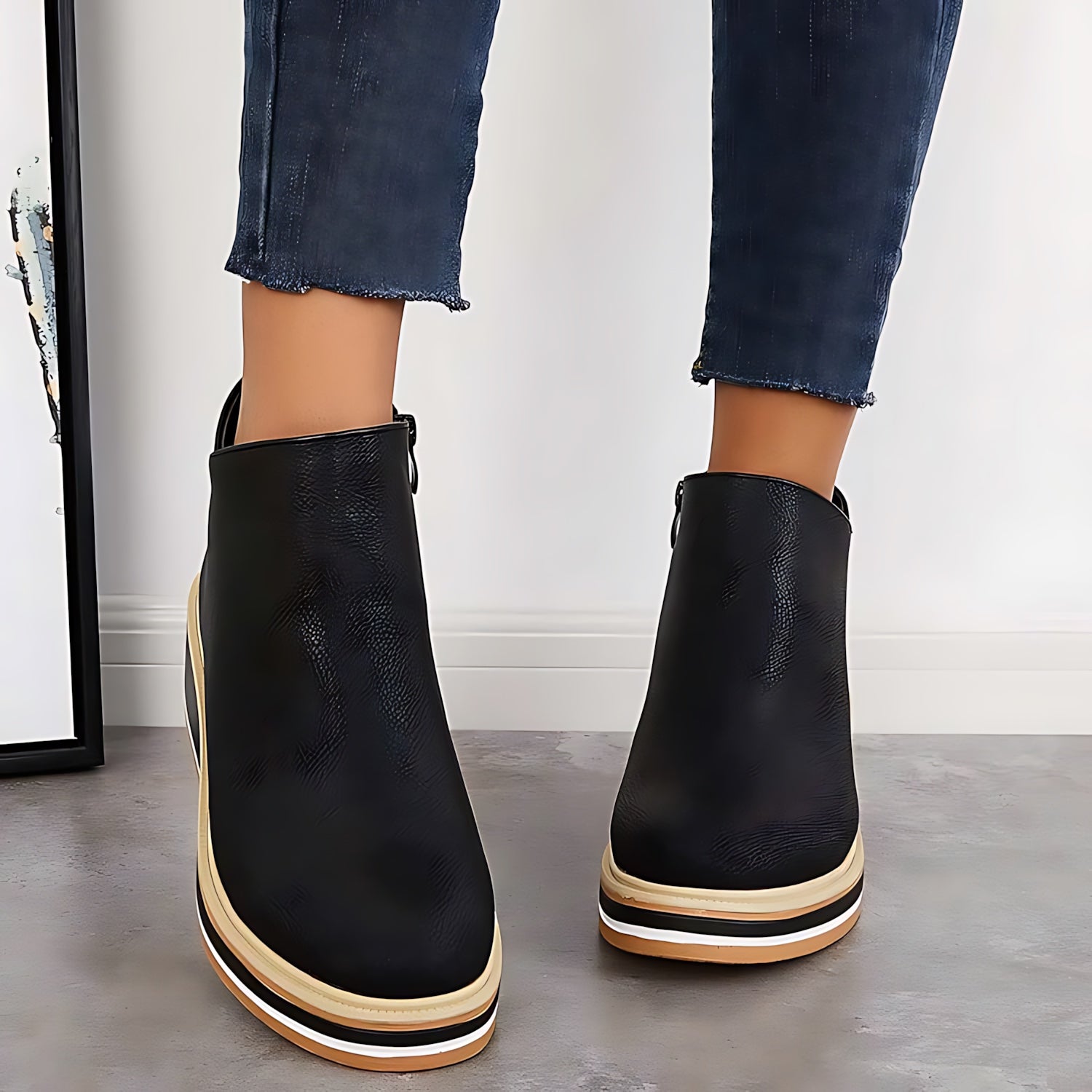 Maeve – Leather Wedge Ankle Boots