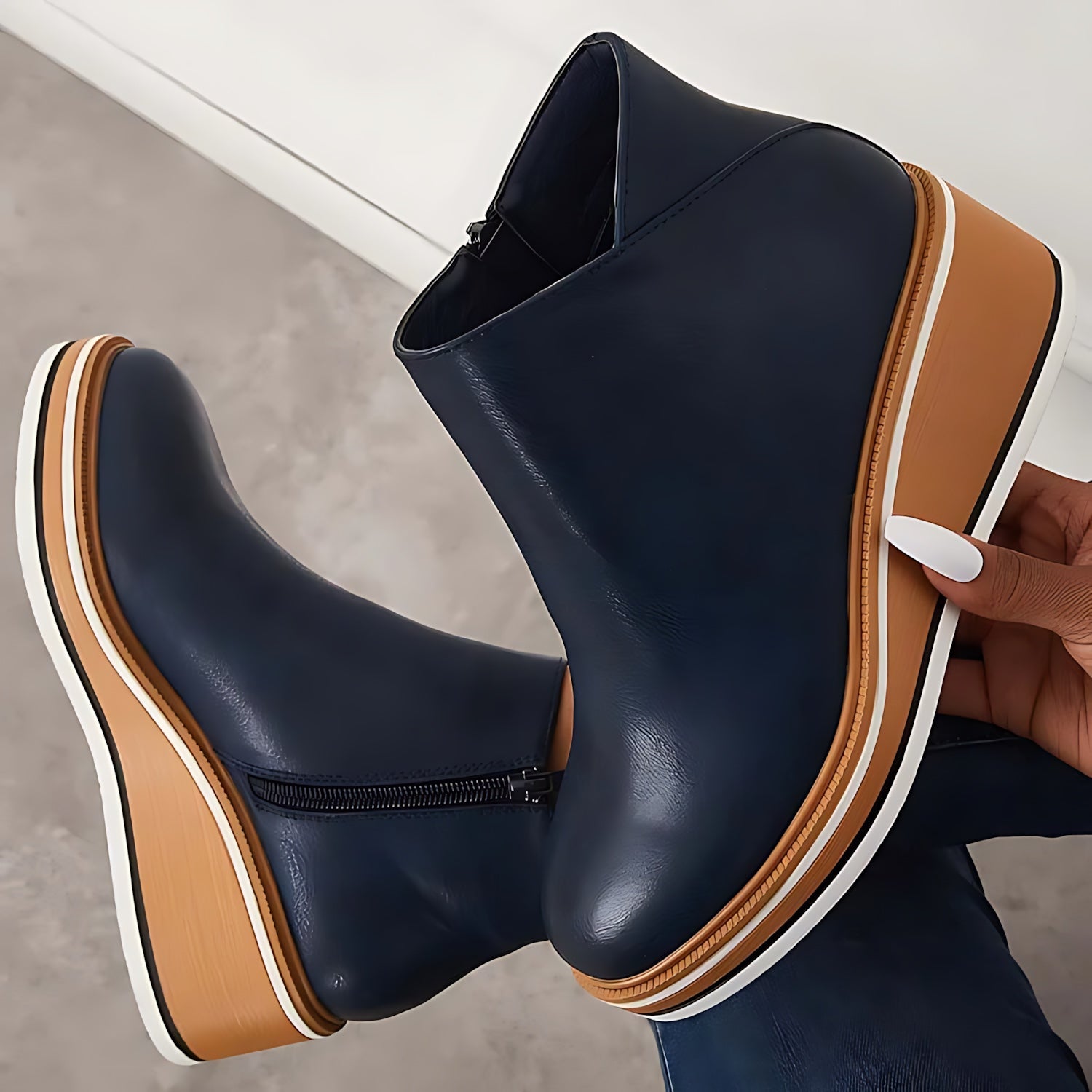Maeve – Leather Wedge Ankle Boots