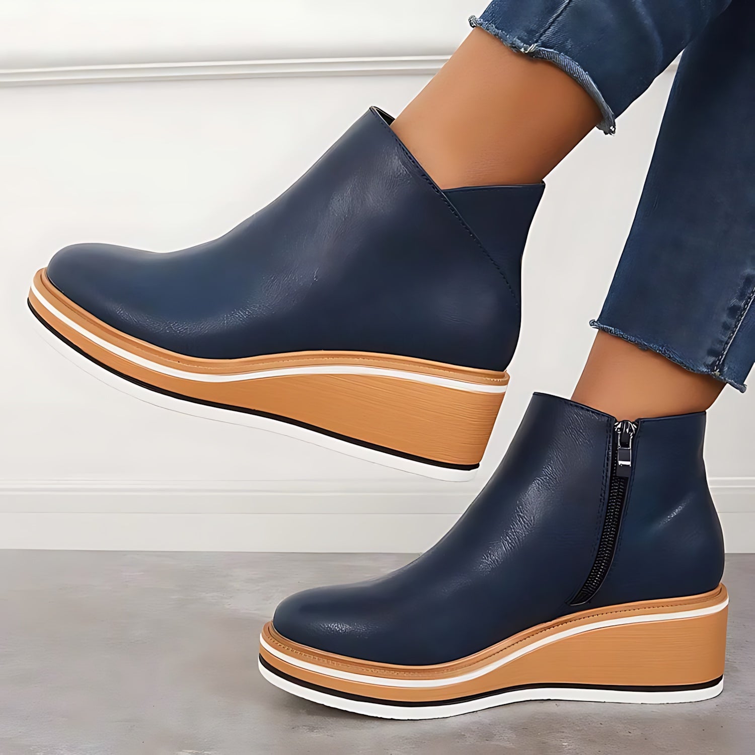 Maeve – Leather Wedge Ankle Boots