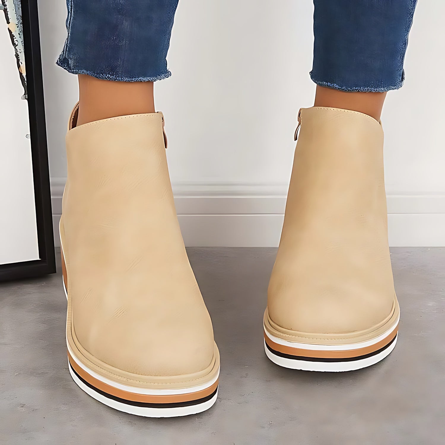 Maeve – Leather Wedge Ankle Boots