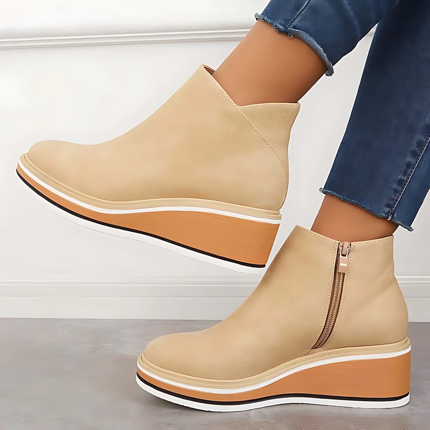 Maeve – Leather Wedge Ankle Boots