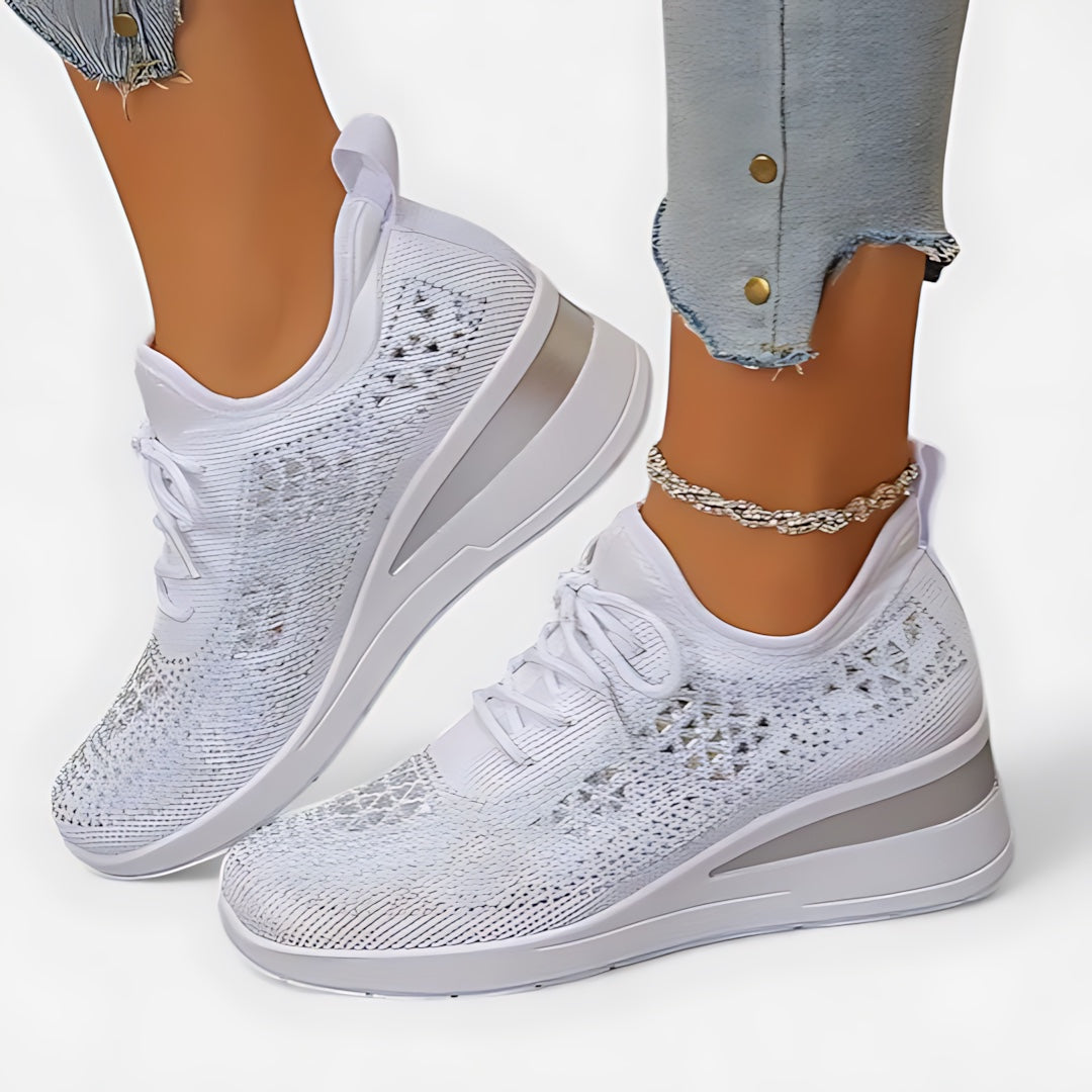 Maeve – Perforated Floral Lace Up Sneakers