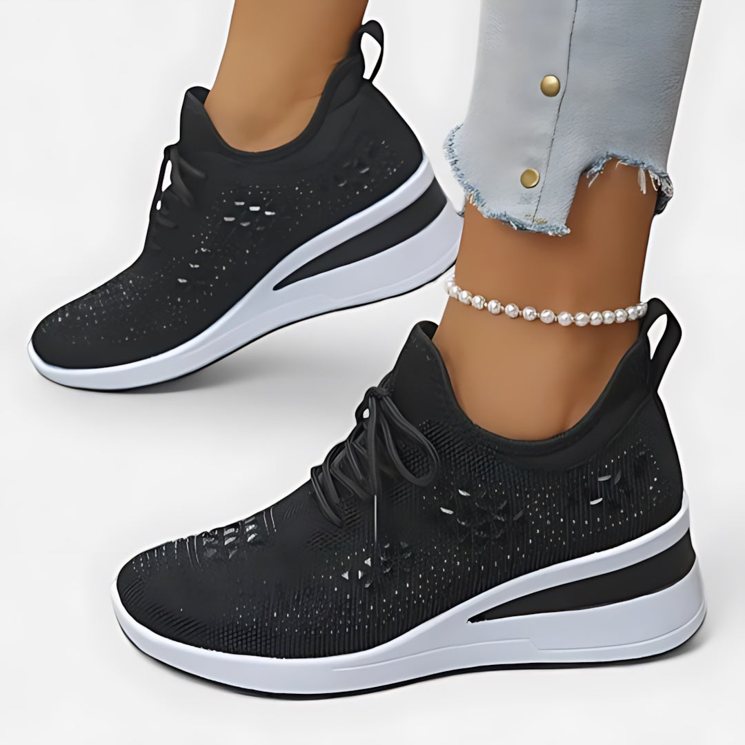 Maeve – Perforated Floral Lace Up Sneakers