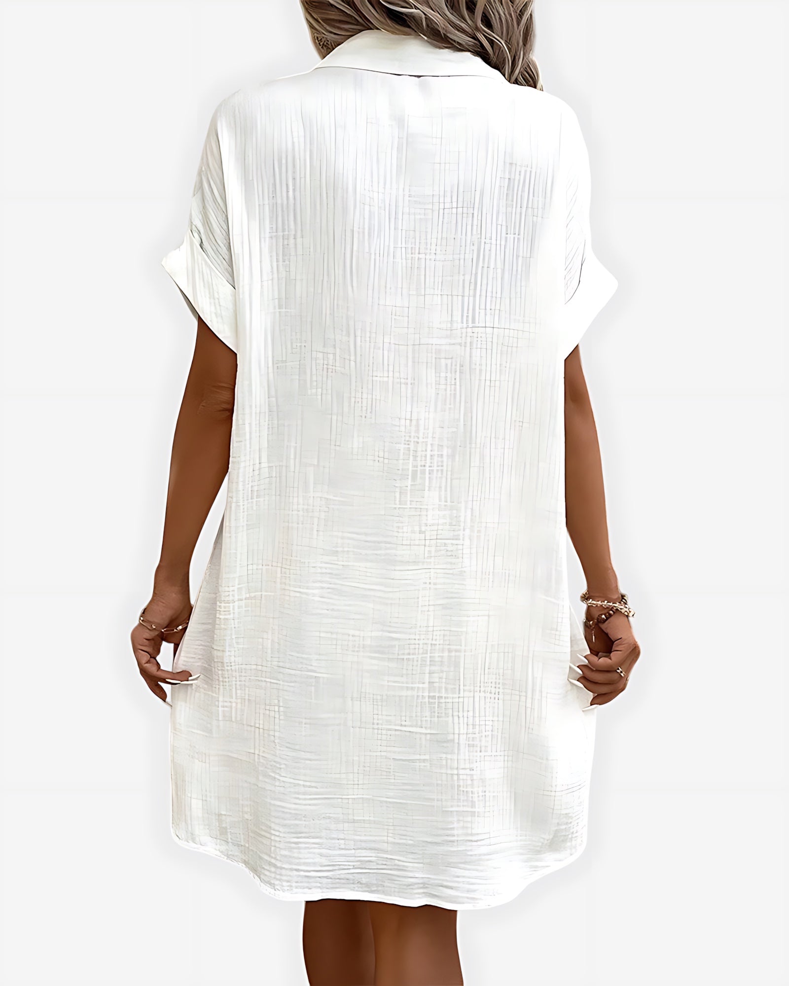 Maggie – Collared Short Sleeve Summer Shirt Dress