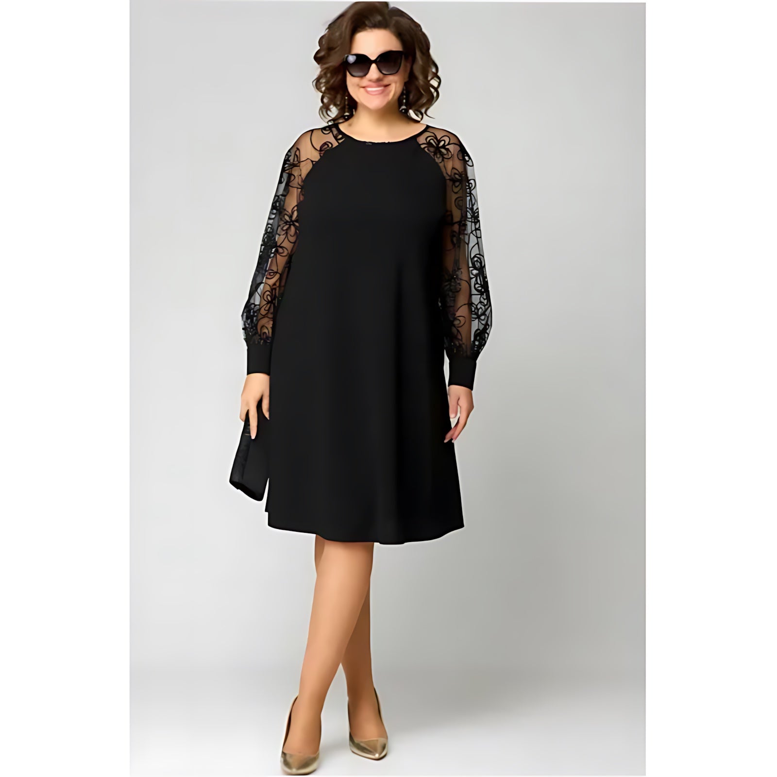 Maggie – Lace Sleeve A Line Cocktail Dress