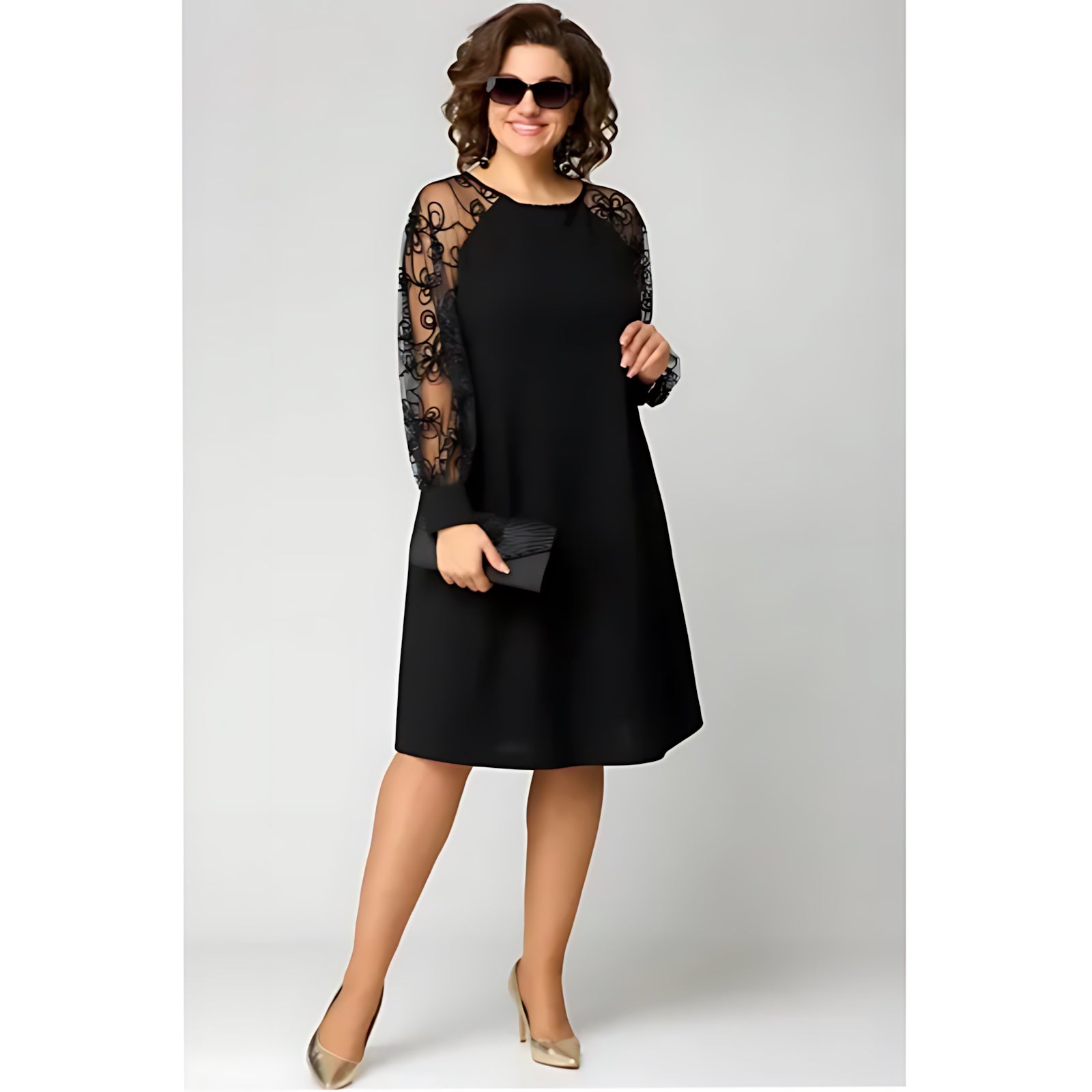 Maggie – Lace Sleeve A Line Cocktail Dress