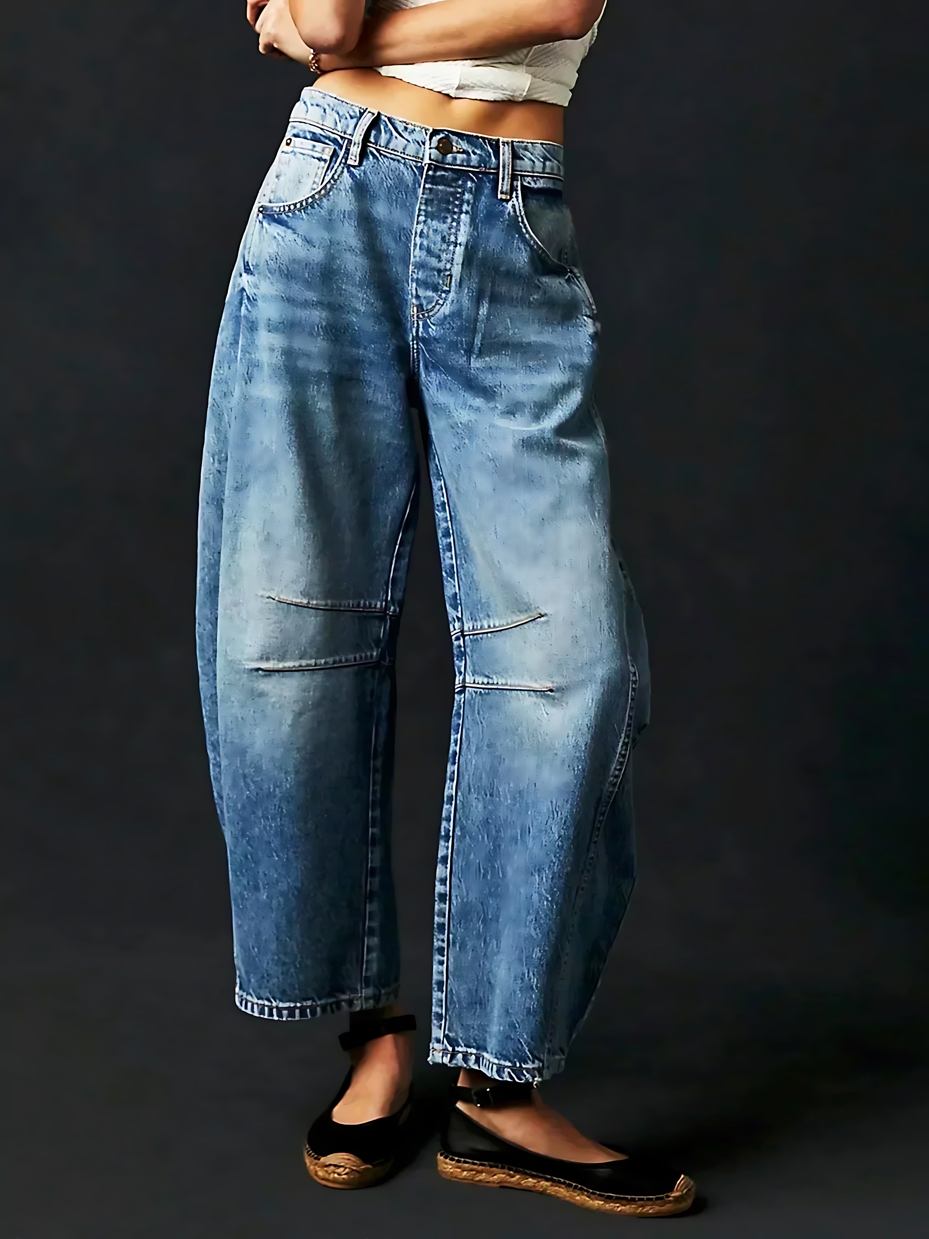Maggie – Leopard Print Barrel Leg Jeans