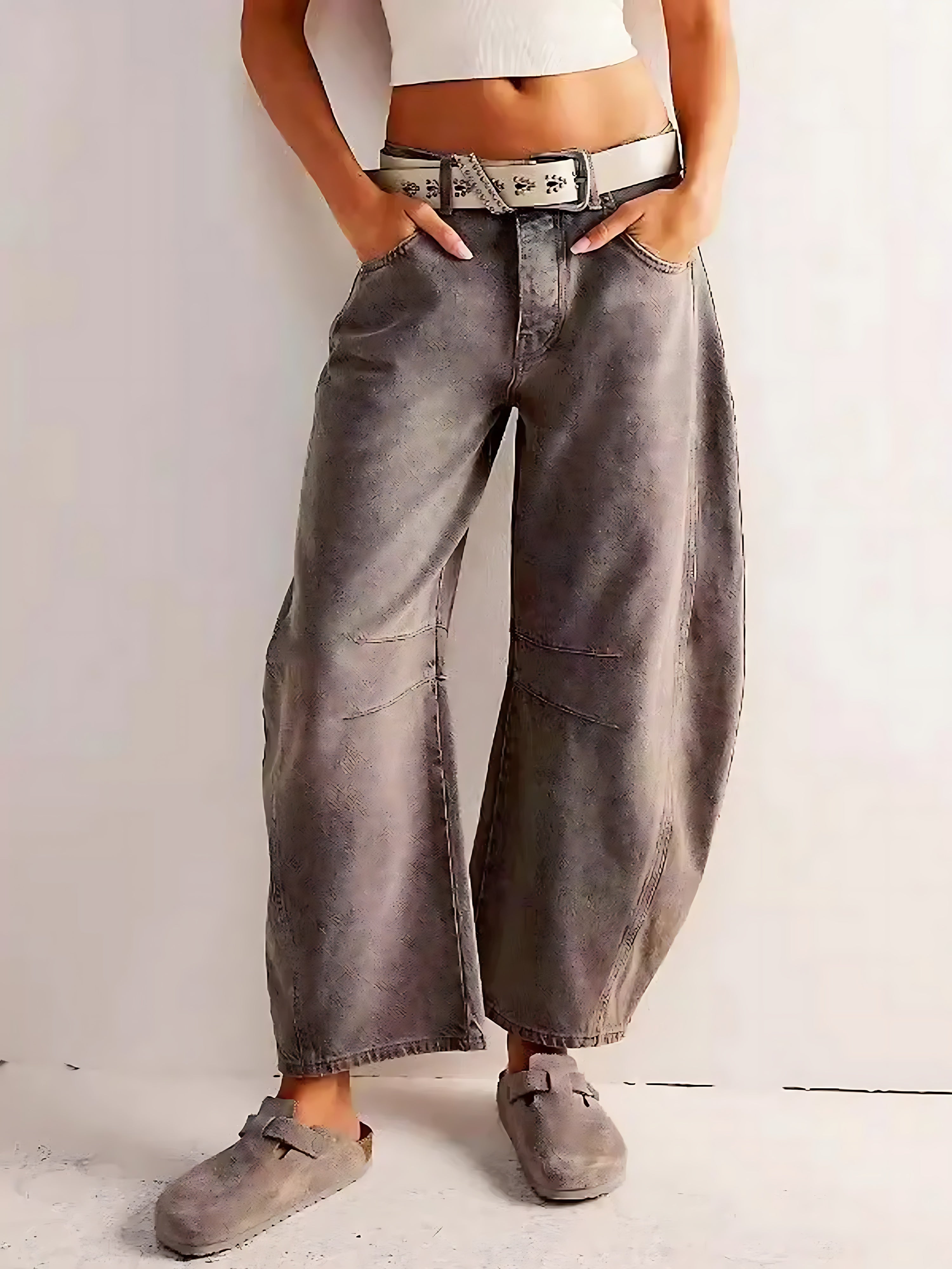 Maggie – Leopard Print Barrel Leg Jeans