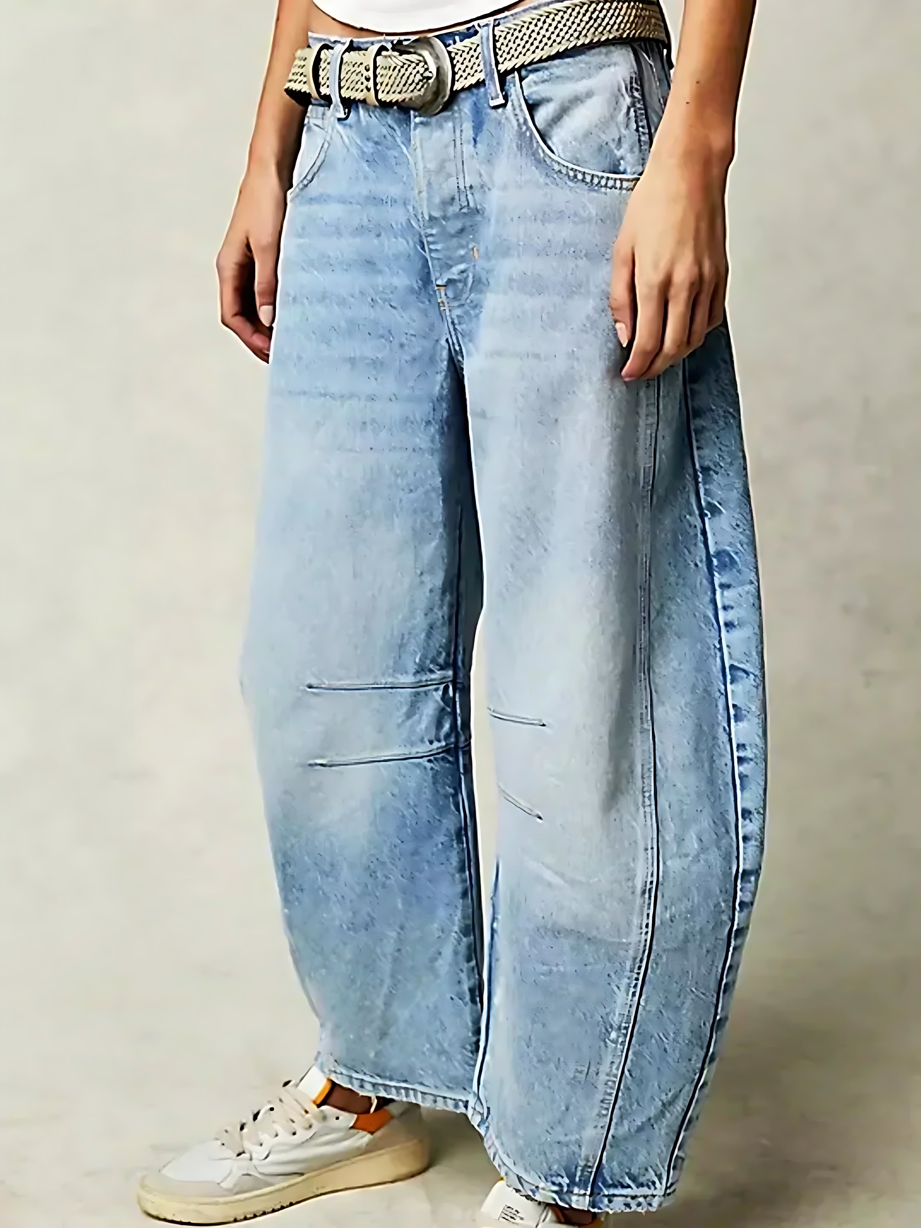 Maggie – Leopard Print Barrel Leg Jeans