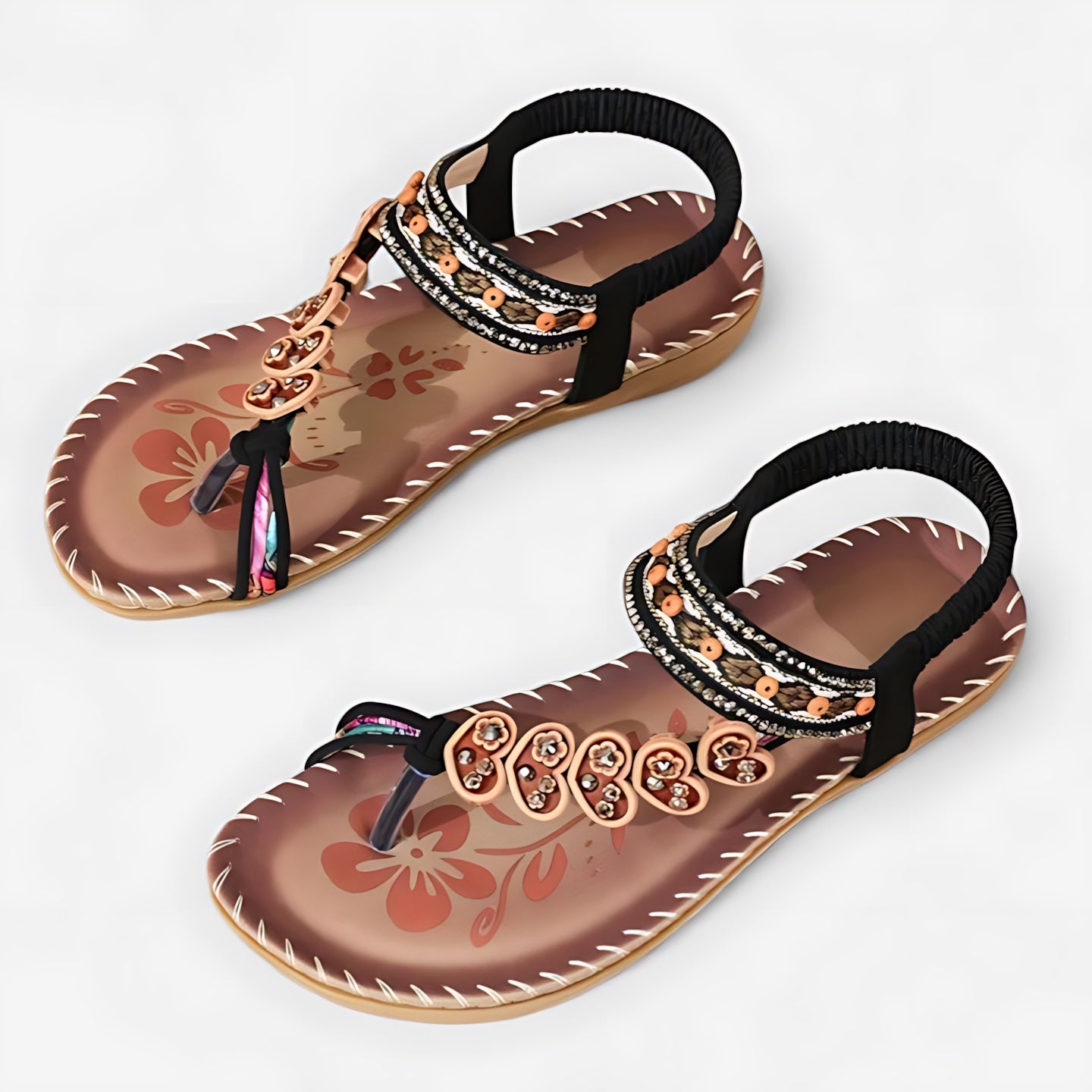 Maggie – Rhinestone Boho Thong Flat Sandals