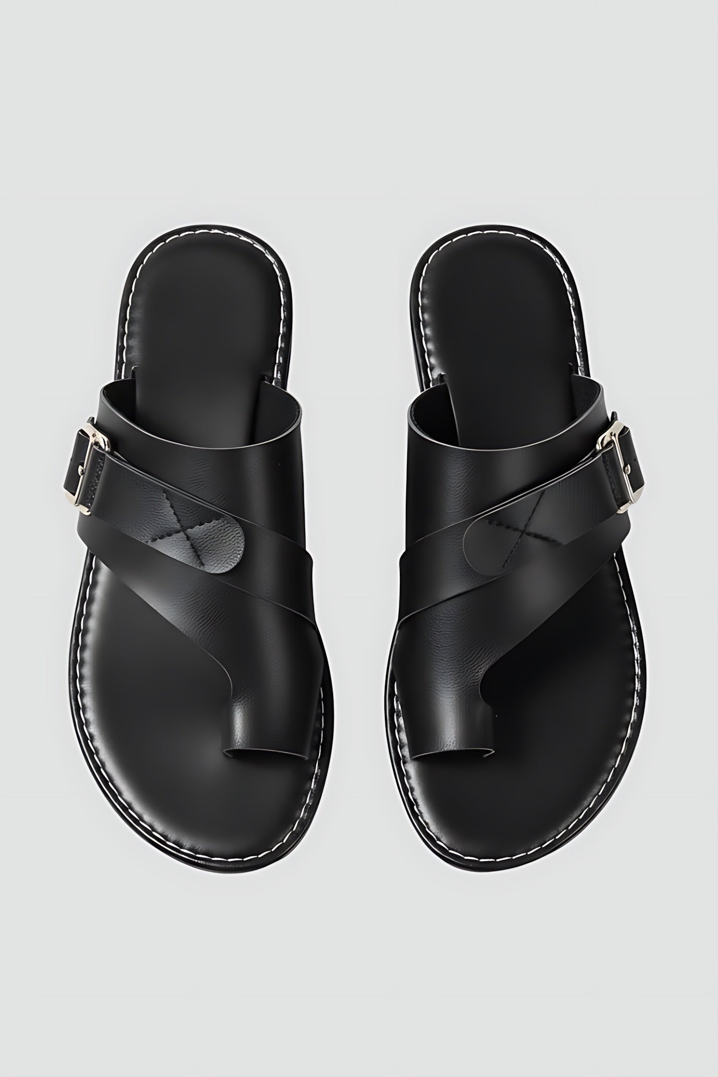 Maggie – Toe Loop Crossover Flat Slide Sandals