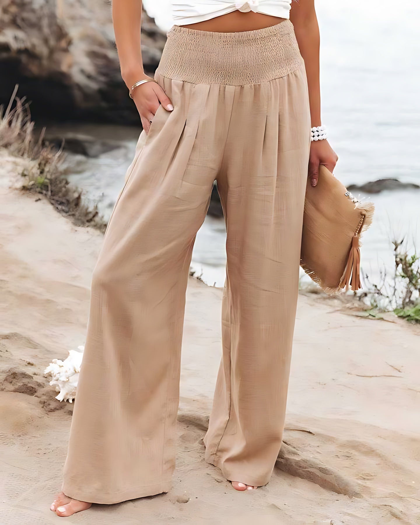 Magnolia – Smocked Waist Wide Leg Beach Pants