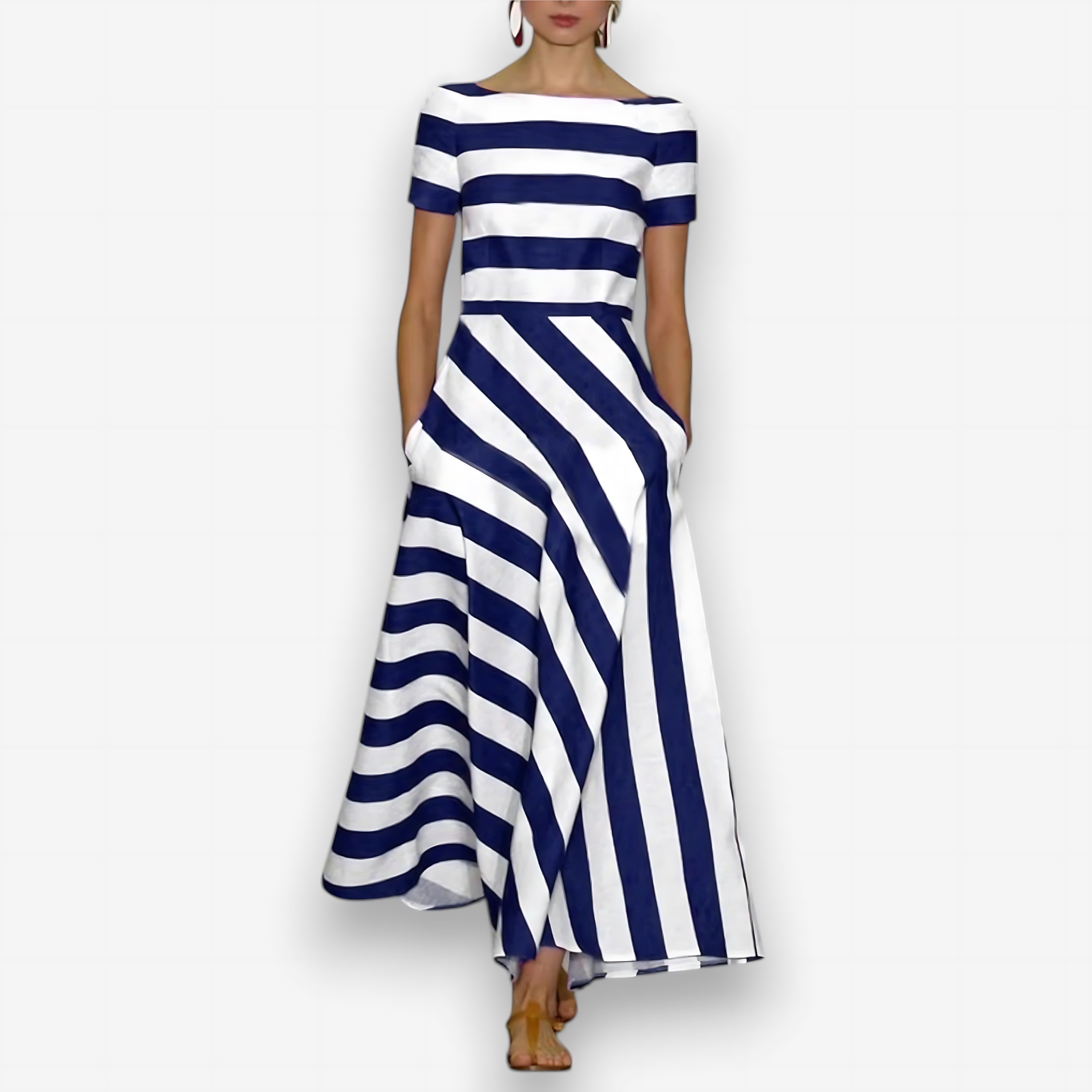 Magnolia – Striped Fit And Flare Midi Dress