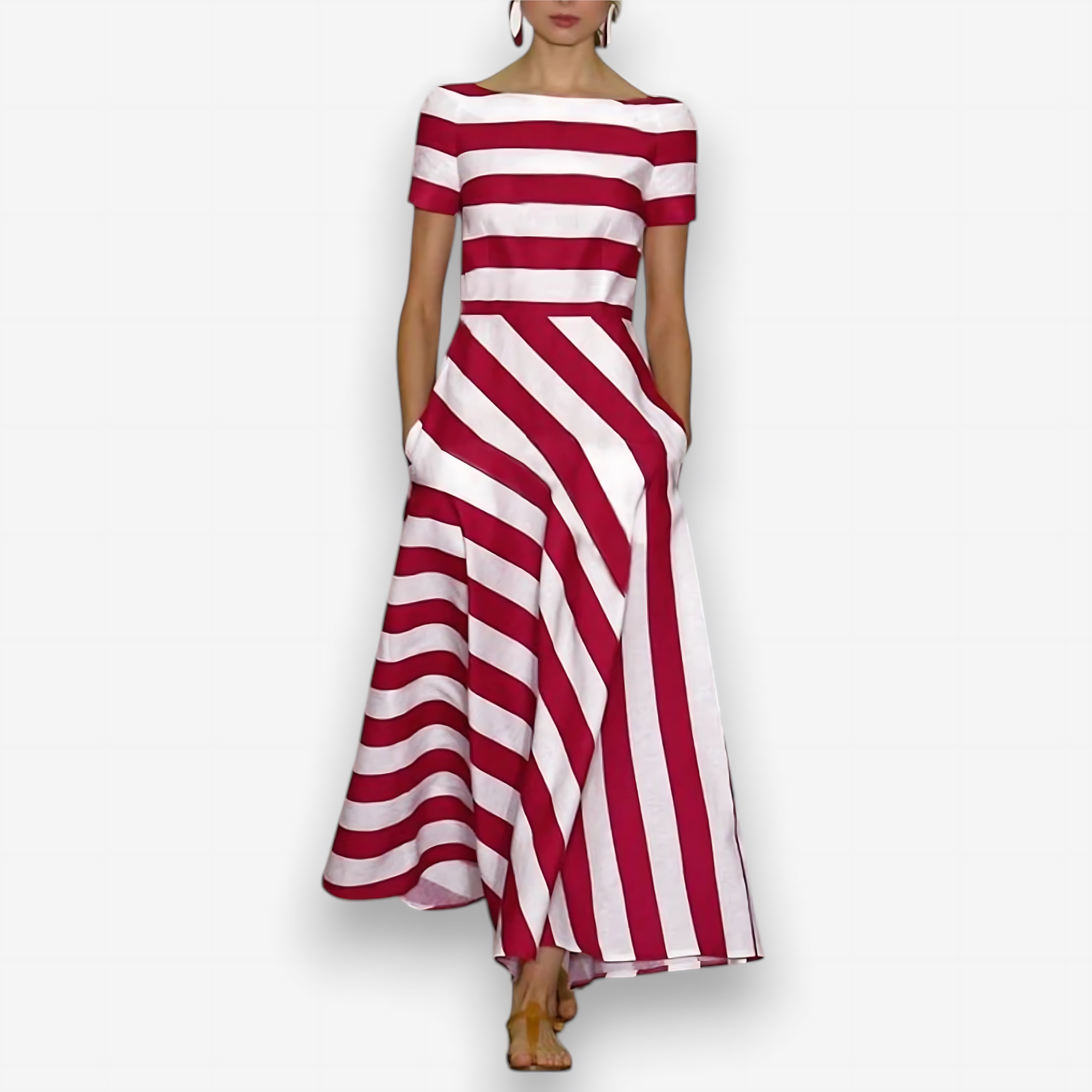 Magnolia – Striped Fit And Flare Midi Dress