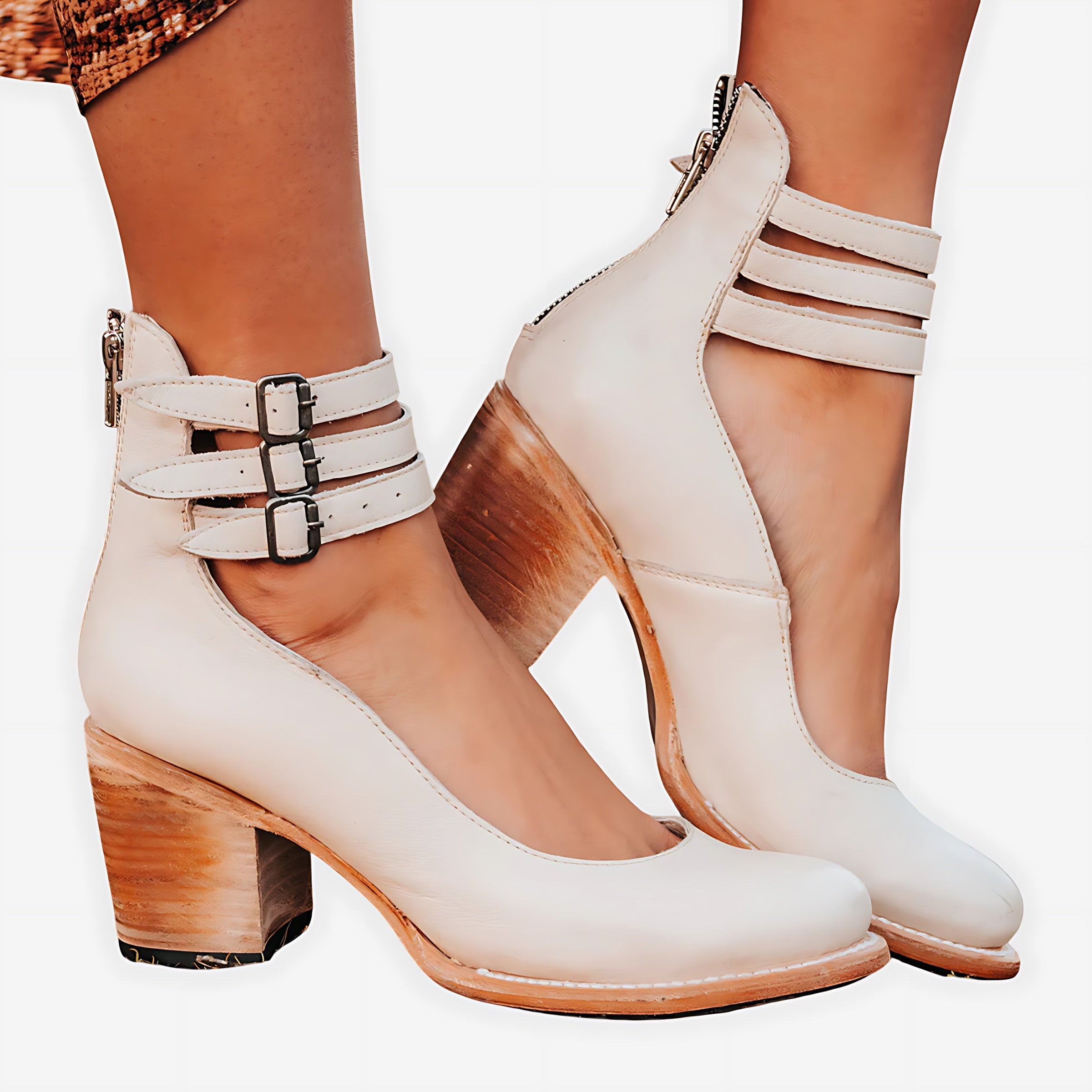 Margaret – Ankle Strap Chunky Block Heel Pumps