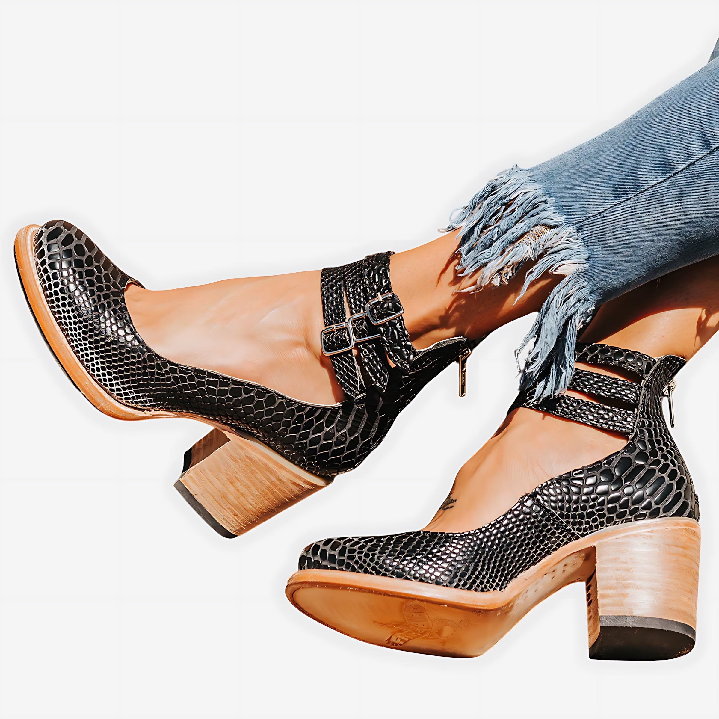 Margaret – Ankle Strap Chunky Block Heel Pumps