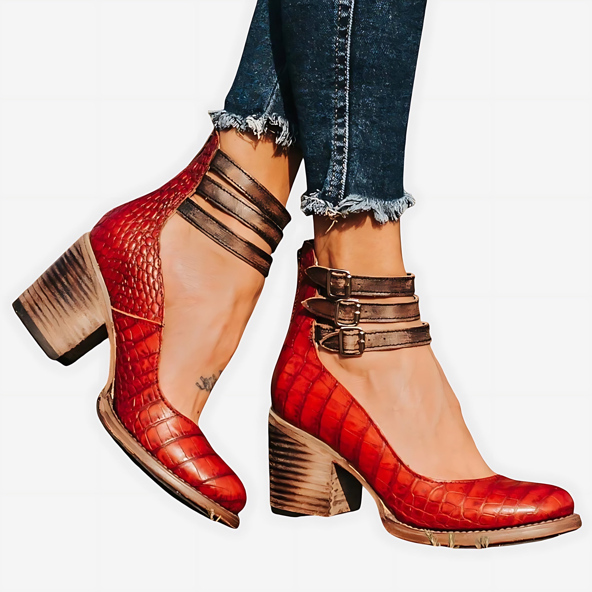 Margaret – Ankle Strap Chunky Block Heel Pumps