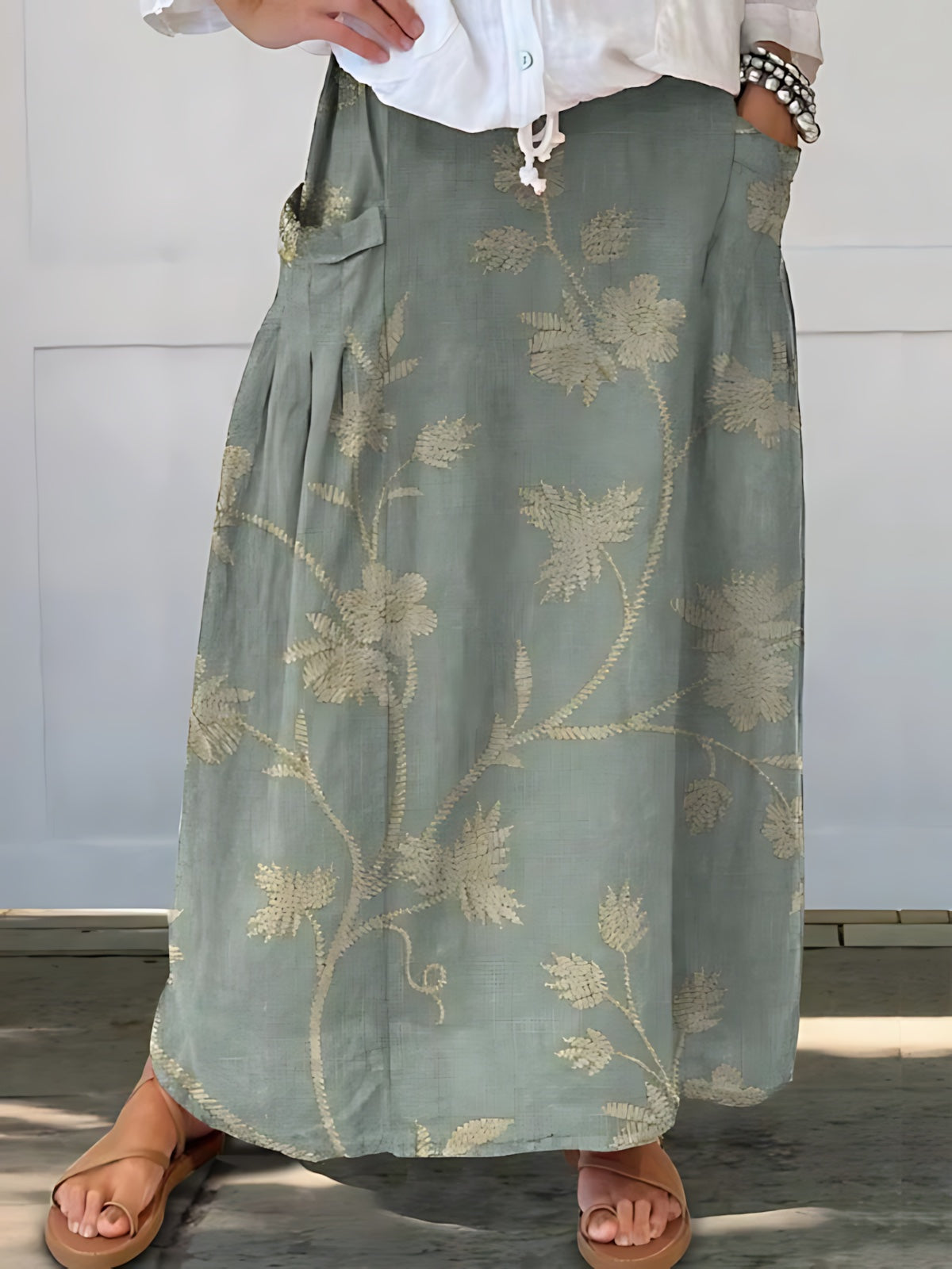 Margaret – Floral Print A Line Maxi Skirt