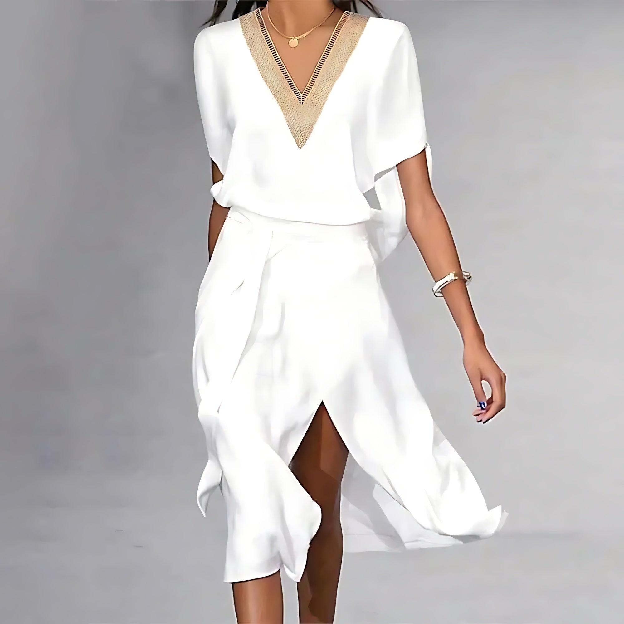Margaret – V Neck Ruffle Wrap Summer Midi Dress