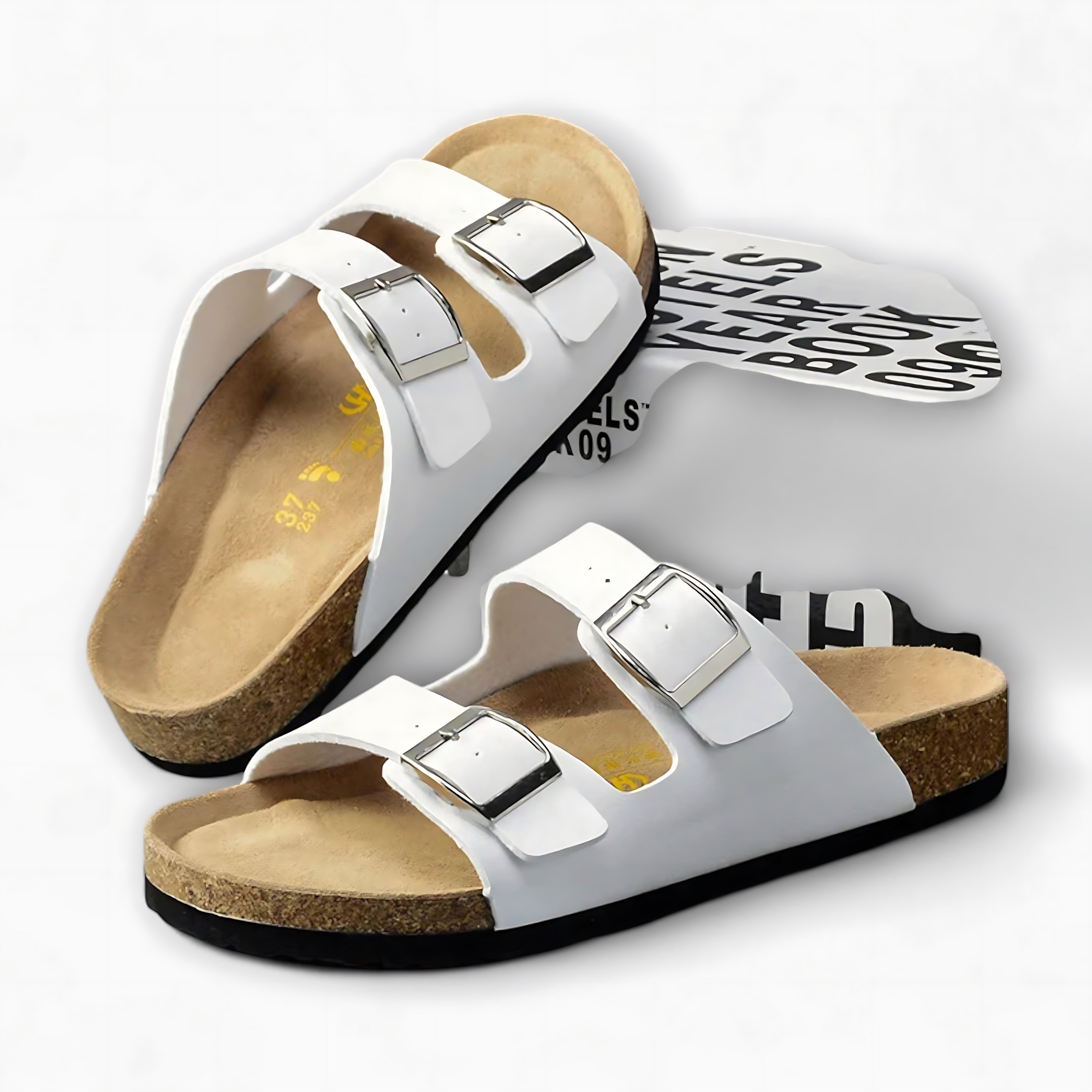 Margot – Double Strap Cork Footbed Slide Sandals