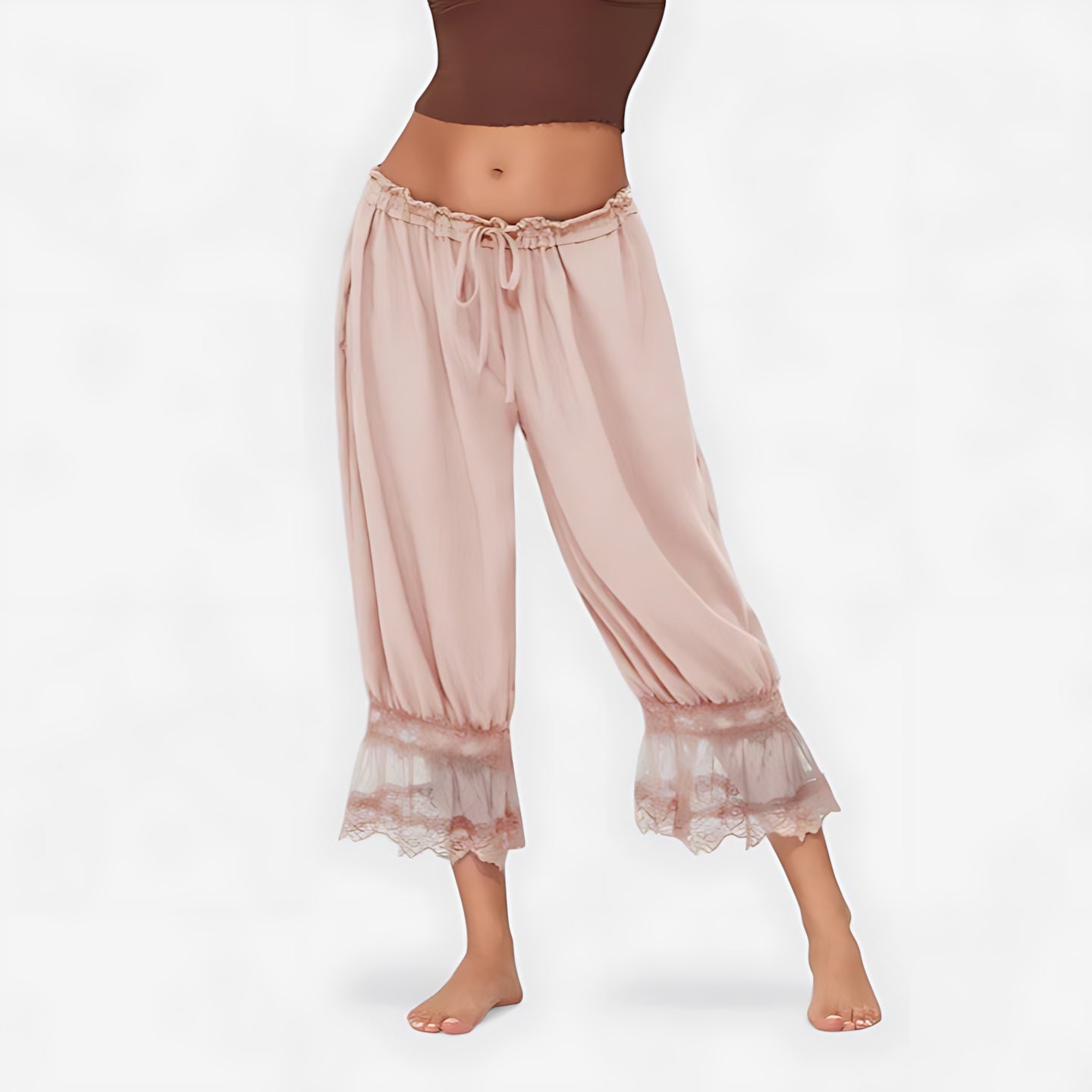 Margot – Lace Ruffle Hem Cropped Pants