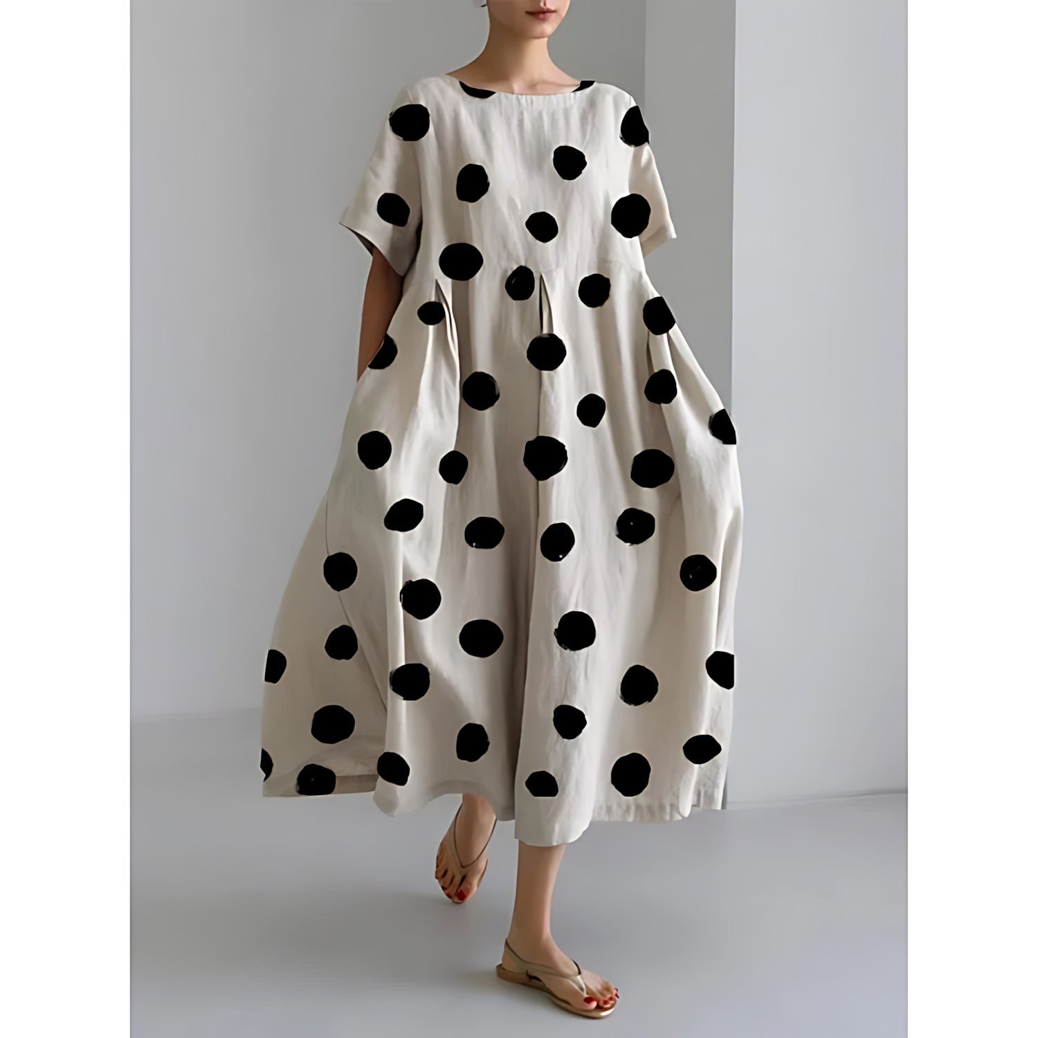 Margot – Polka Dot Flowy Summer Maxi Dress
