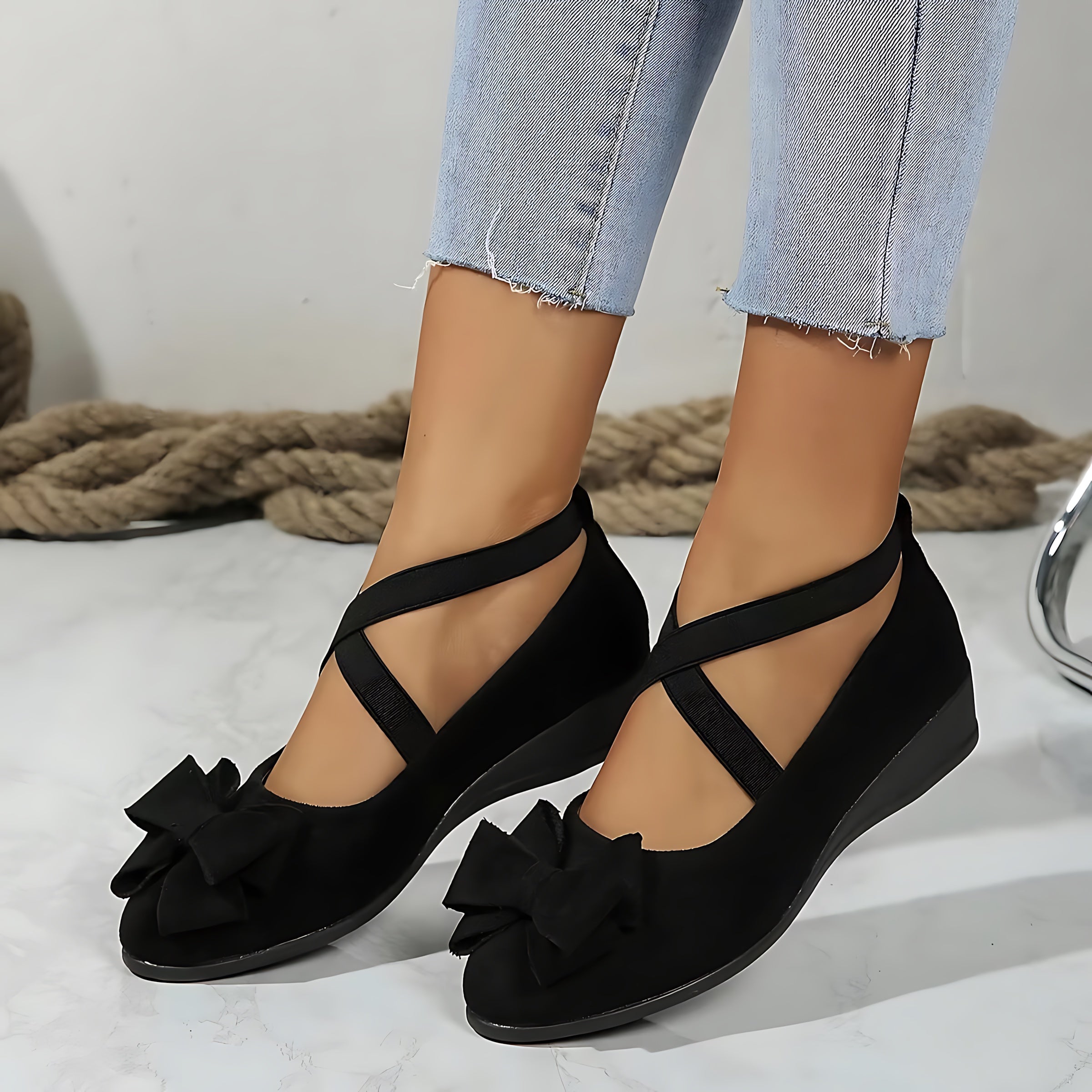 Margot – Suede Criss Cross Lace Up Flats