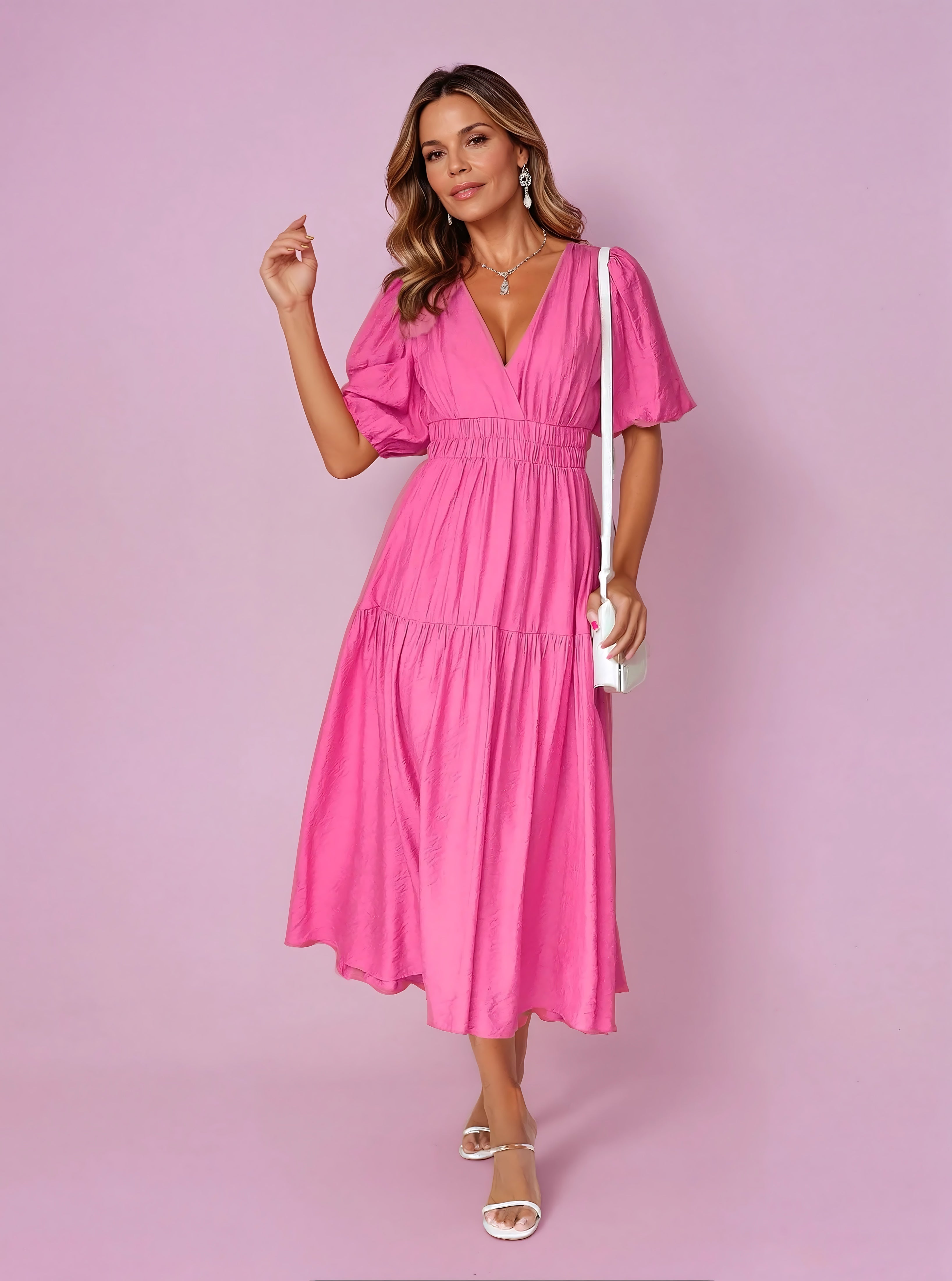 Margot – V Neck Flutter Sleeve Summer Maxi Dress