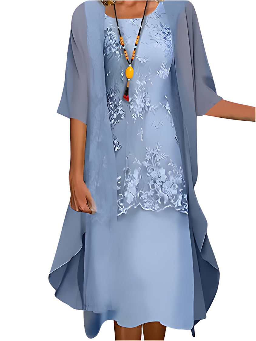 Mariana – Lace Midi Dress And Chiffon Jacket Set