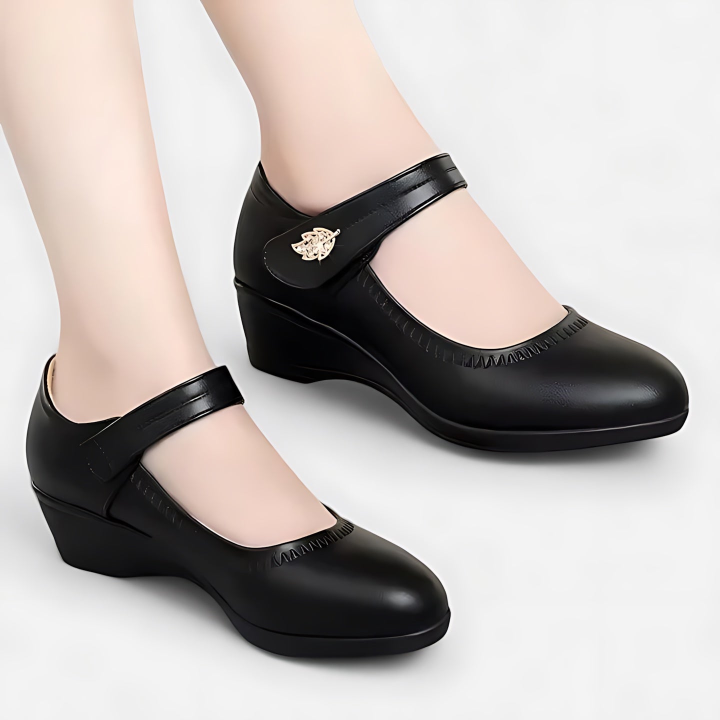 Mariana – Low Wedge Round Toe Mary Jane Shoes