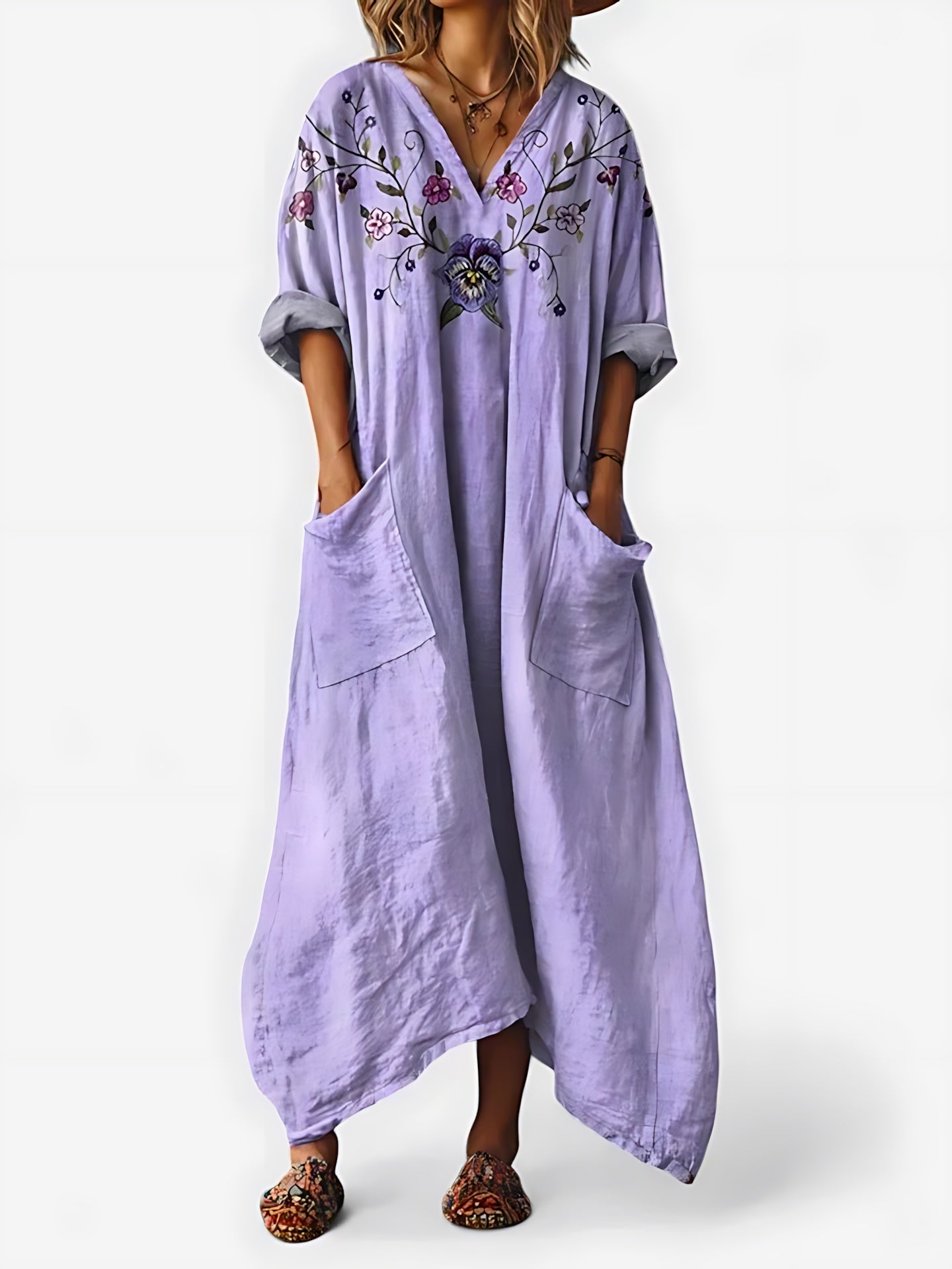 Marina – Boho Paisley Print Kaftan Maxi Dress