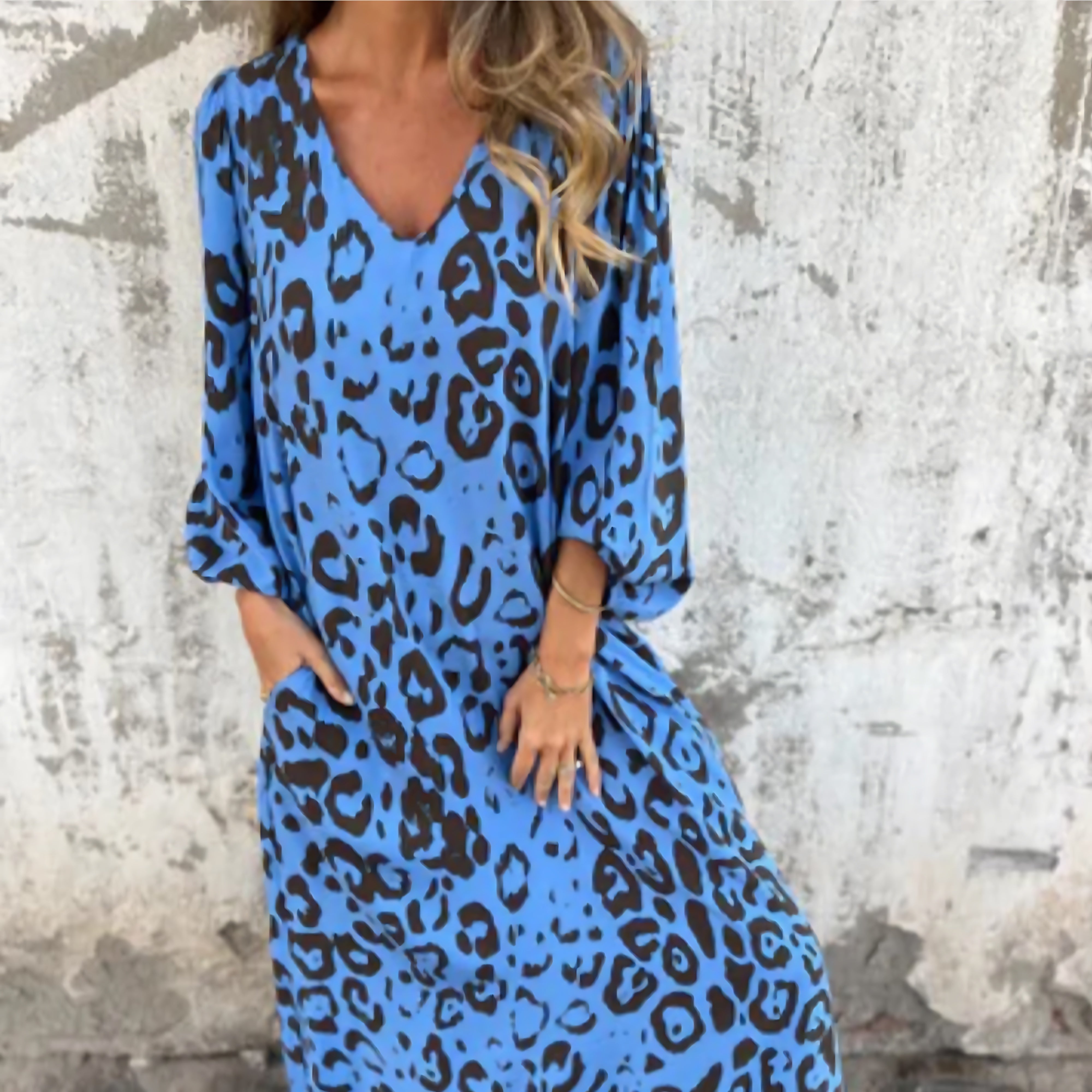 Marina – Leopard Print V Neck Flowy Maxi Dress