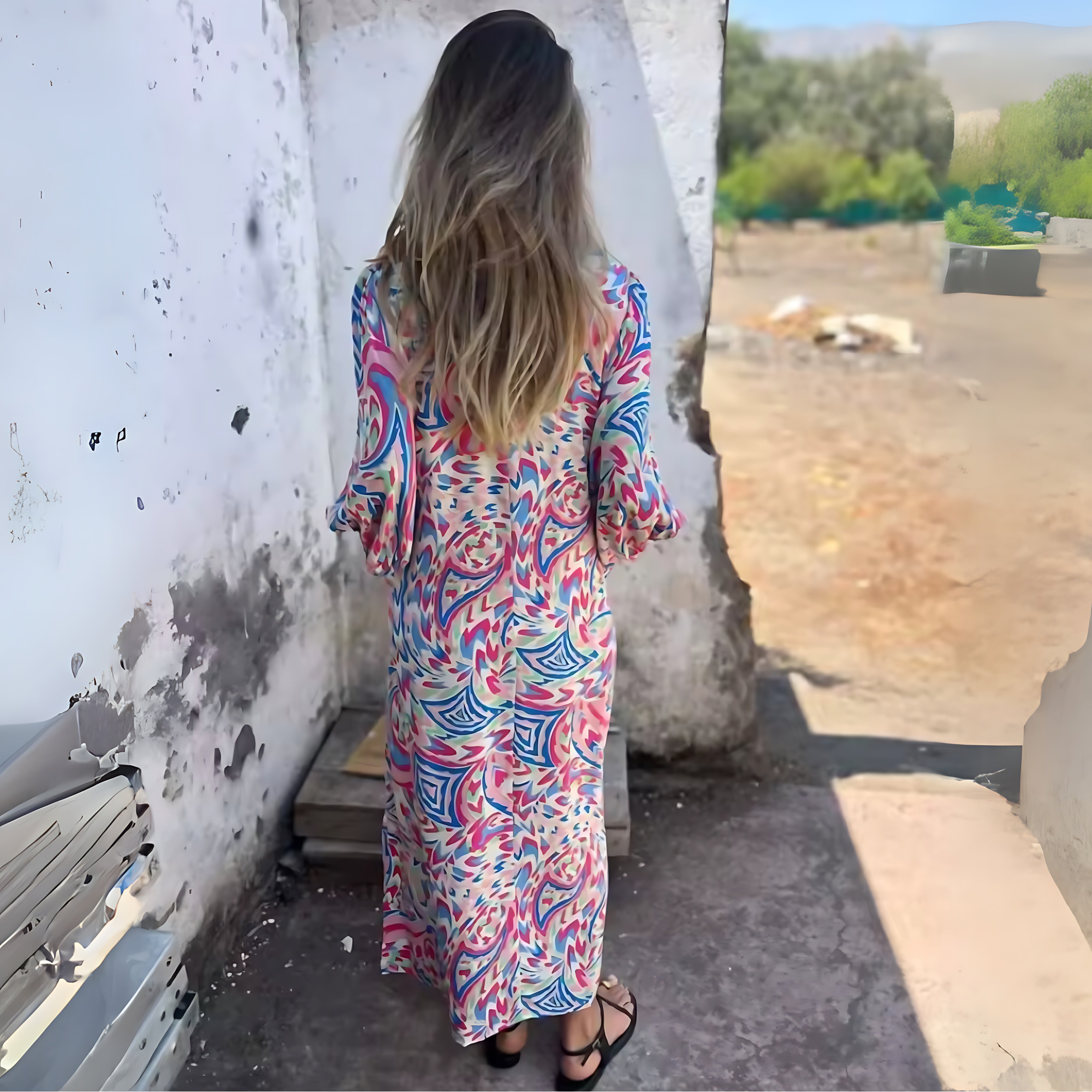 Marina – Leopard Print V Neck Flowy Maxi Dress