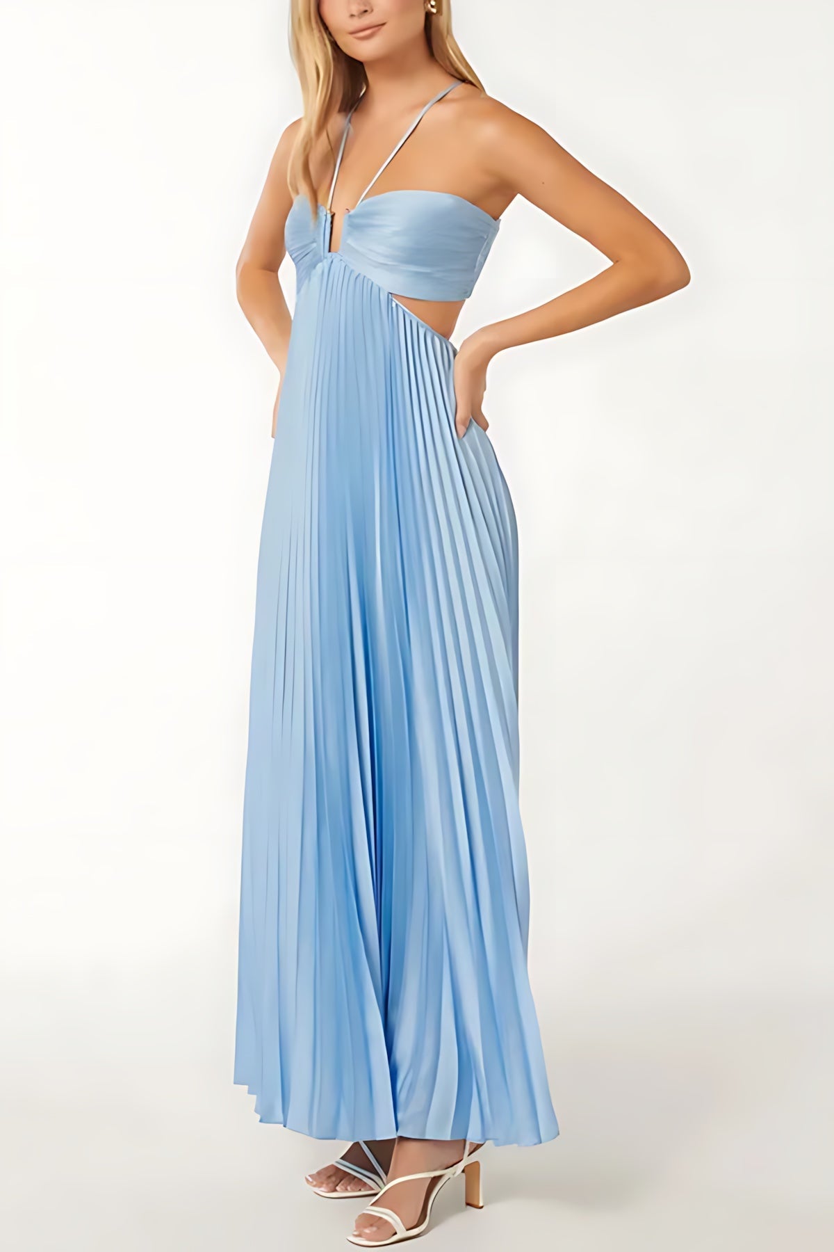 Marlowe – Pleated Backless Wedding Guest Maxi Dress