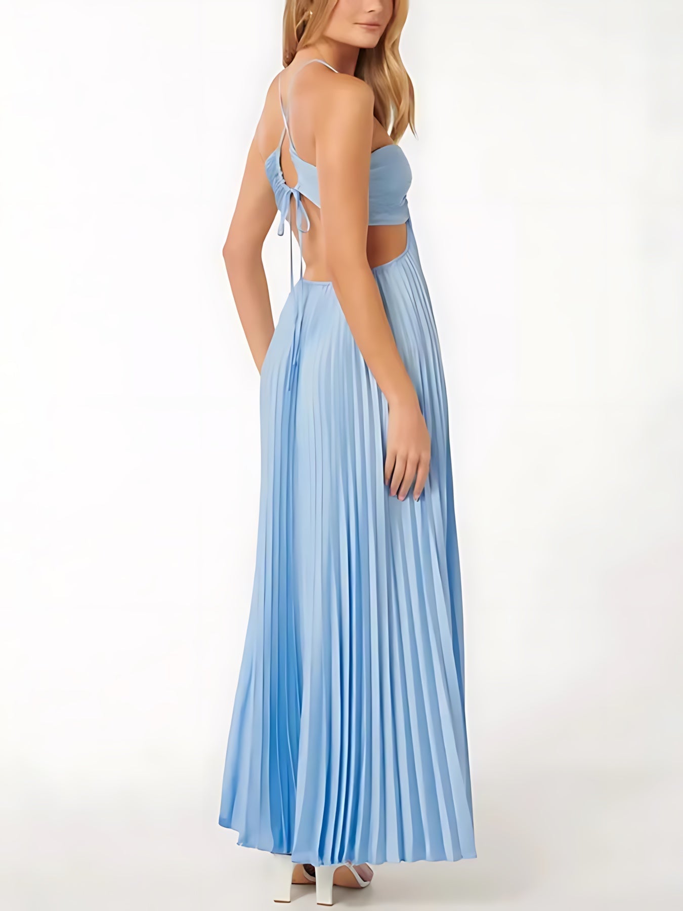 Marlowe – Pleated Backless Wedding Guest Maxi Dress
