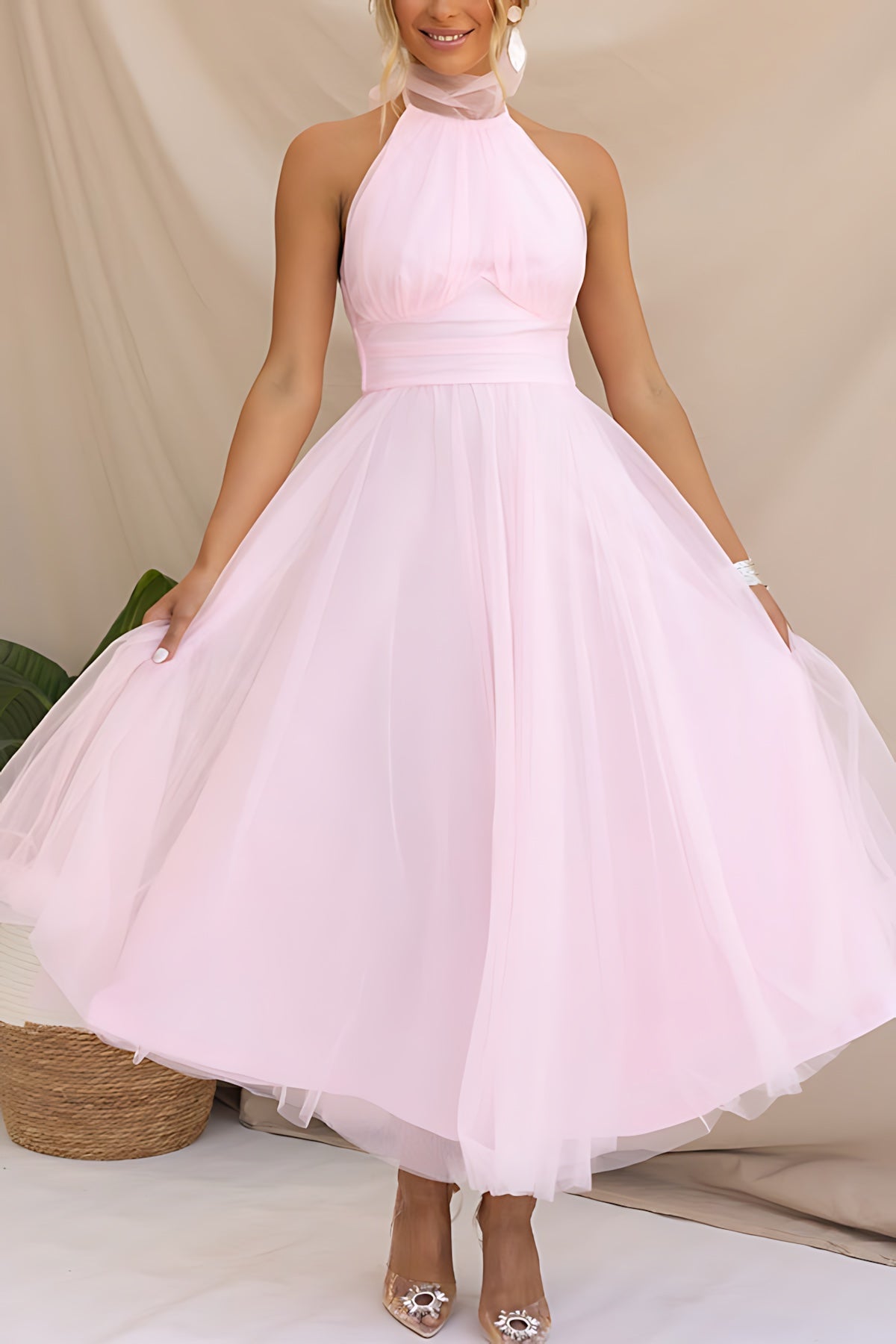 Marlowe – Tulle Halter Wedding Guest Midi Dress