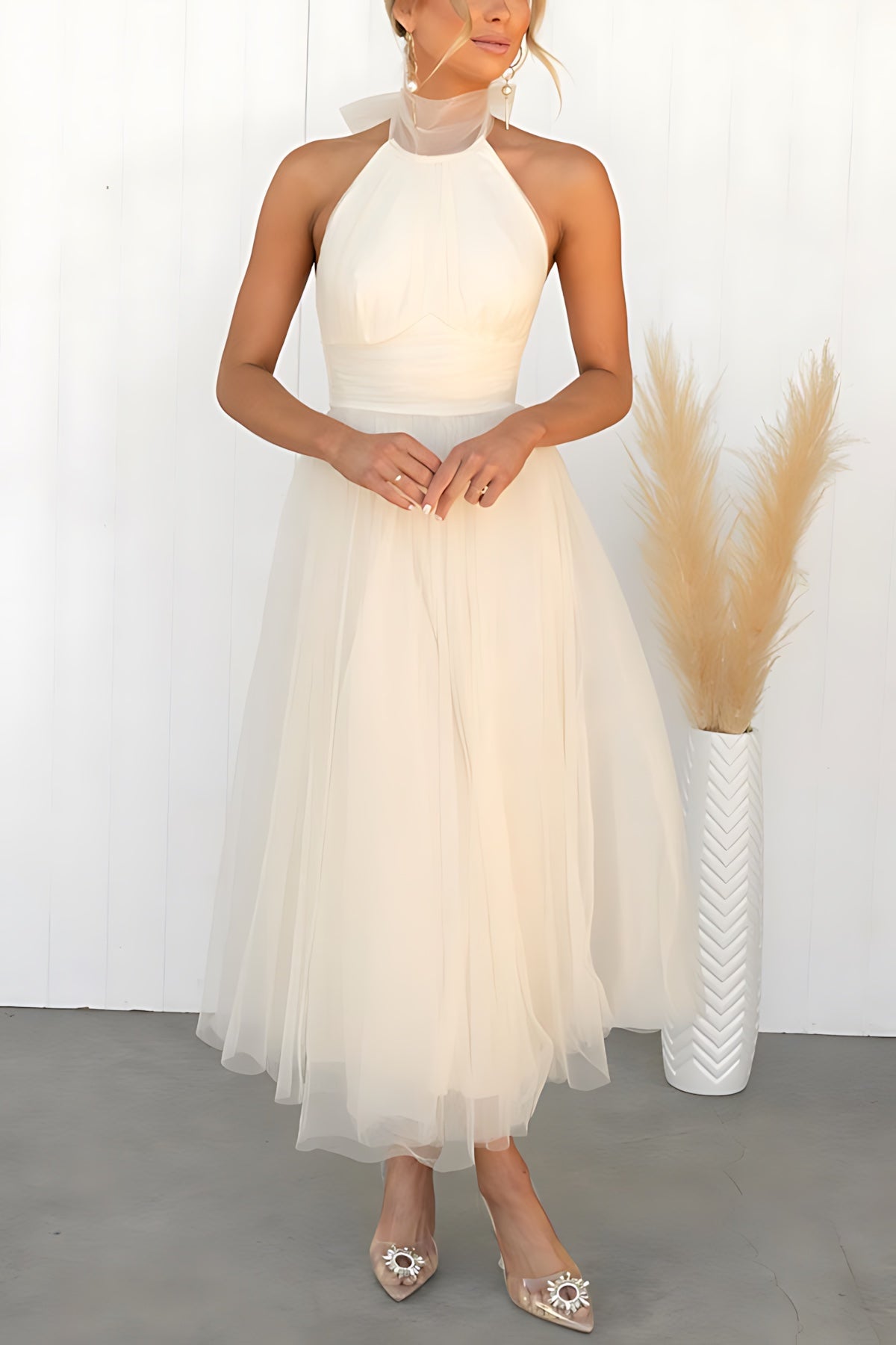 Marlowe – Tulle Halter Wedding Guest Midi Dress