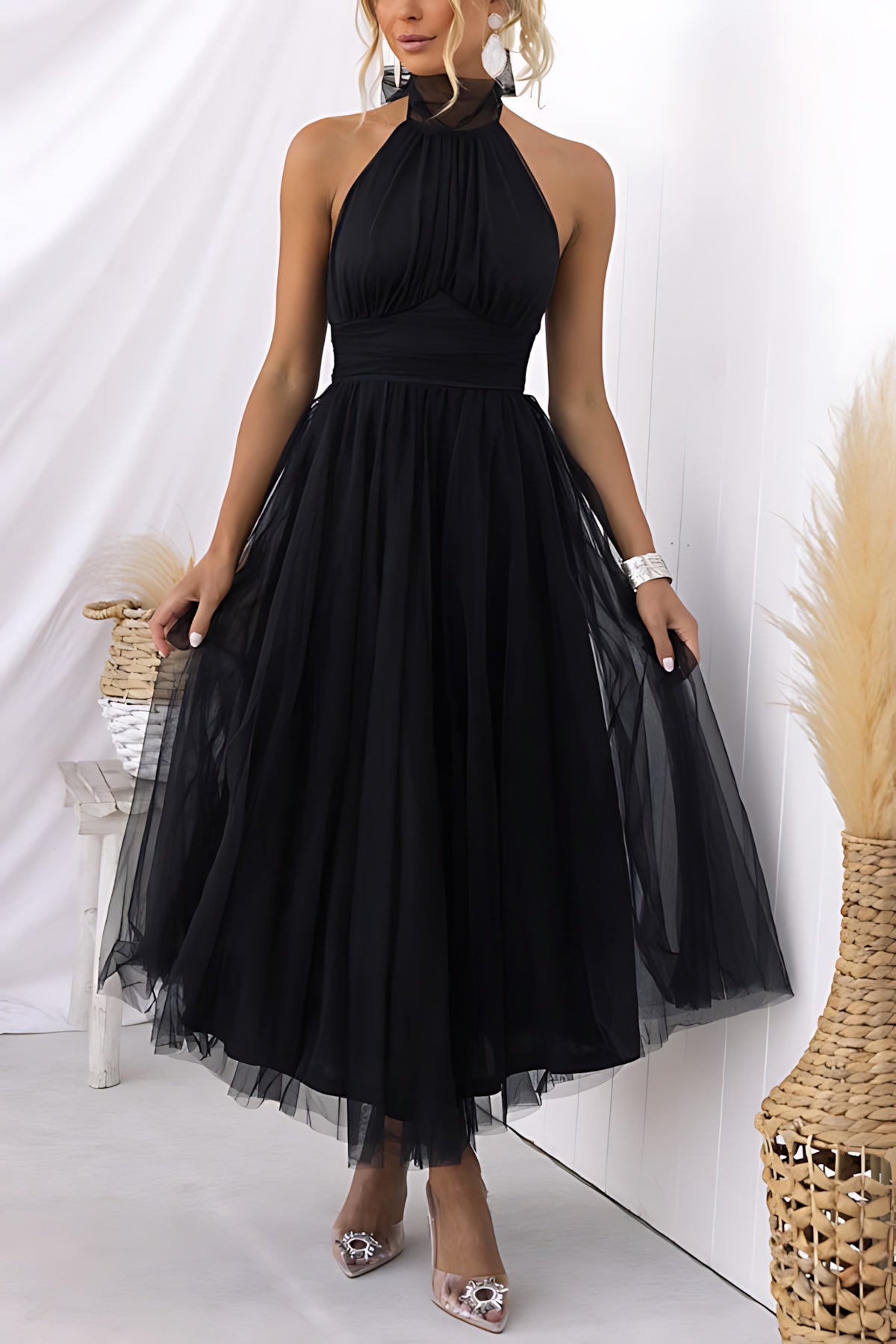 Marlowe – Tulle Halter Wedding Guest Midi Dress